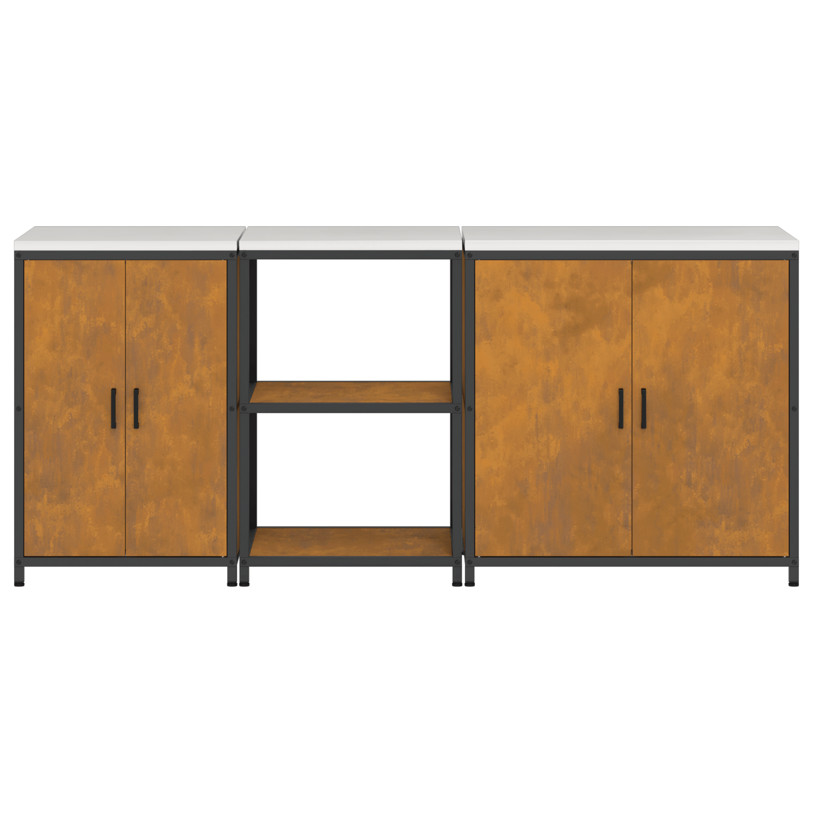Set de Depozitare pentru Bucatarie cu raft Altele cu depozitare cu usa 3 pcs Ruginit — imaginea 10
