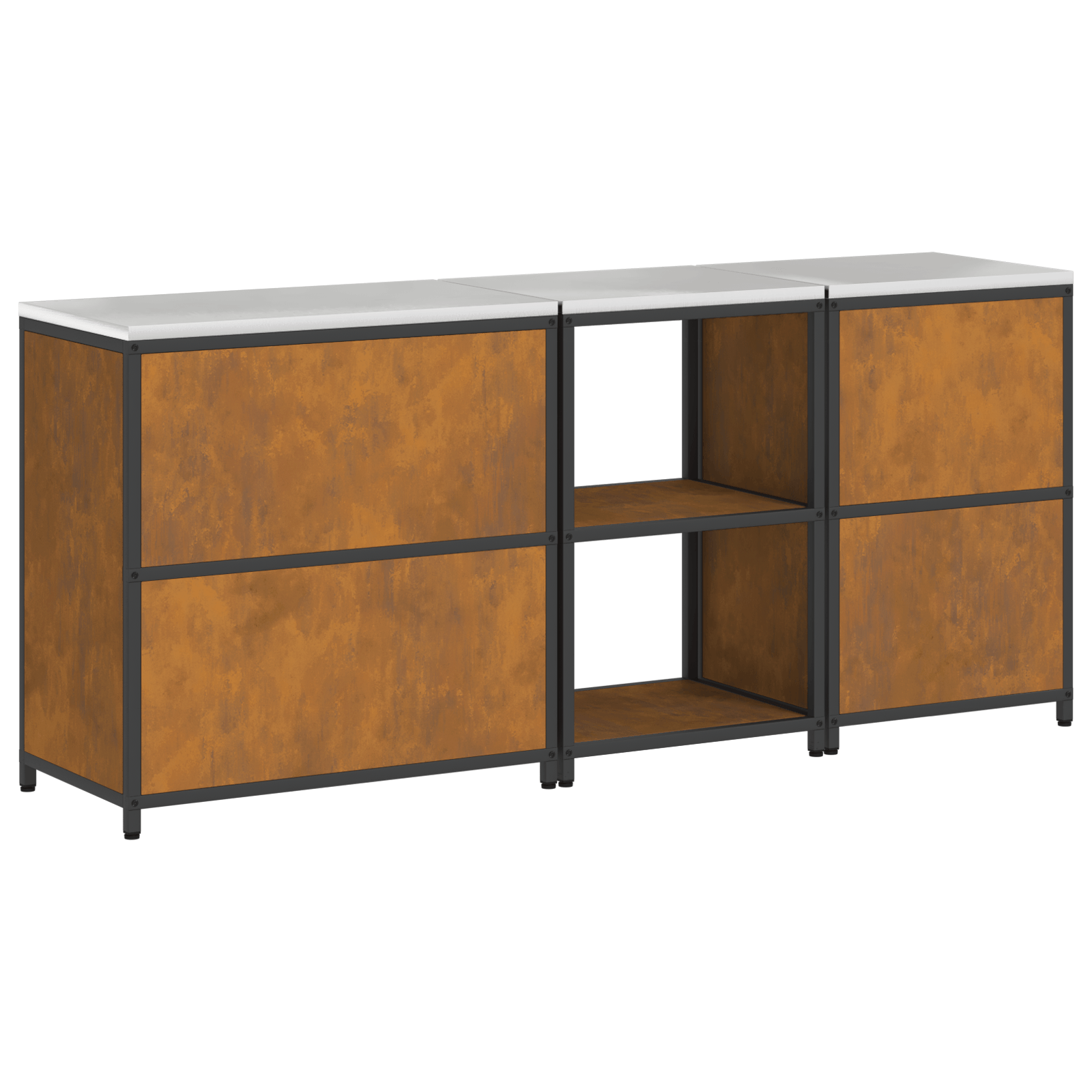 Set de Depozitare pentru Bucatarie cu raft Altele cu depozitare cu usa 3 pcs Ruginit — imaginea 12