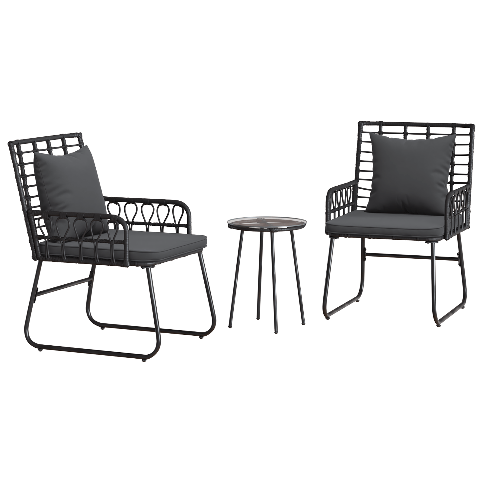 Set de masa pentru gradina cu perna 3 pcs Negru, Antracit — imaginea 2