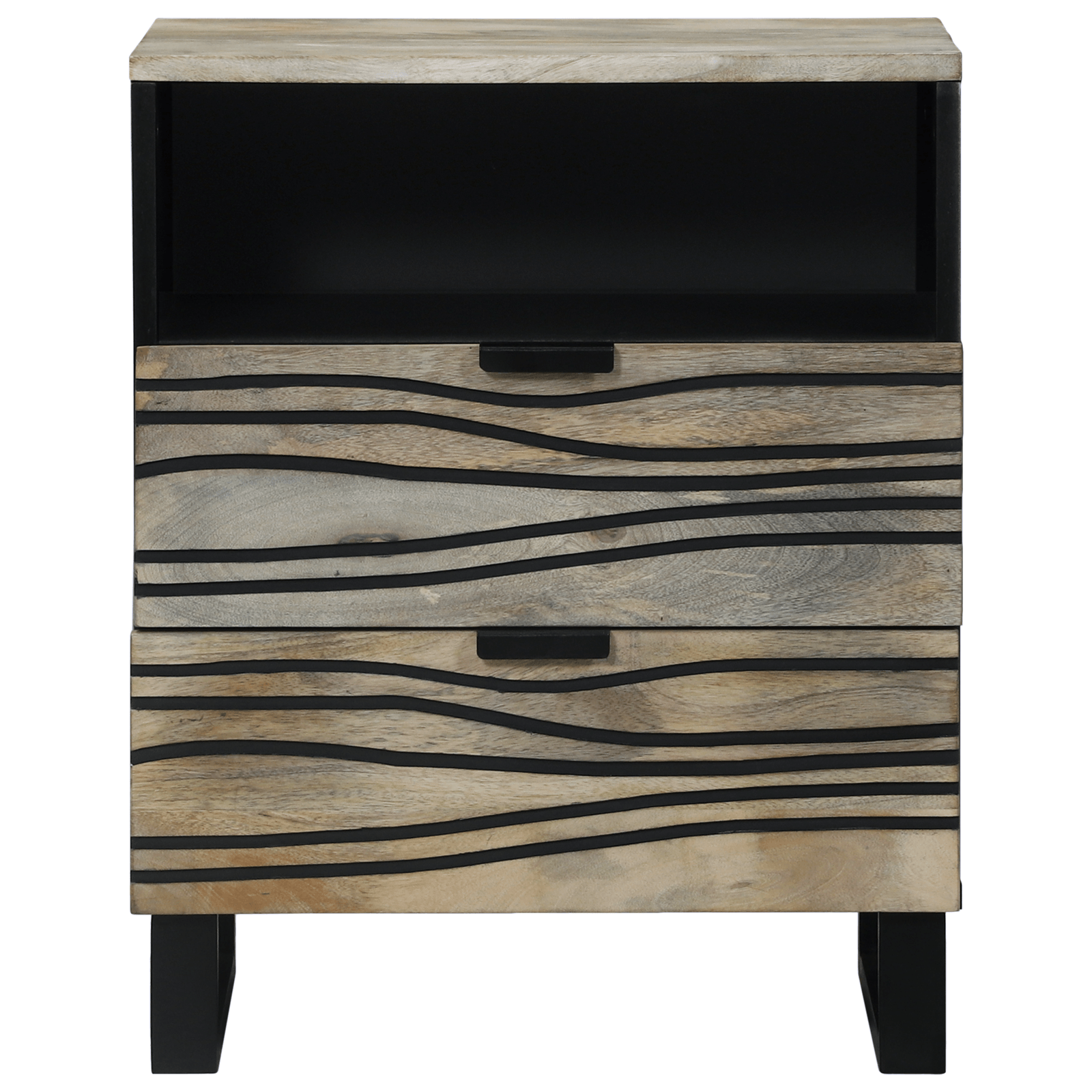 Noptiere cu sertar Alb si negru 50 x 33 x 60 cm — imaginea 3