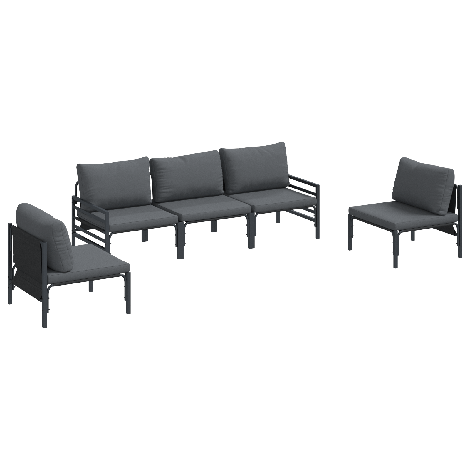 Set de canapele pentru gradina 5 pcs Antracit Otel — imaginea 2