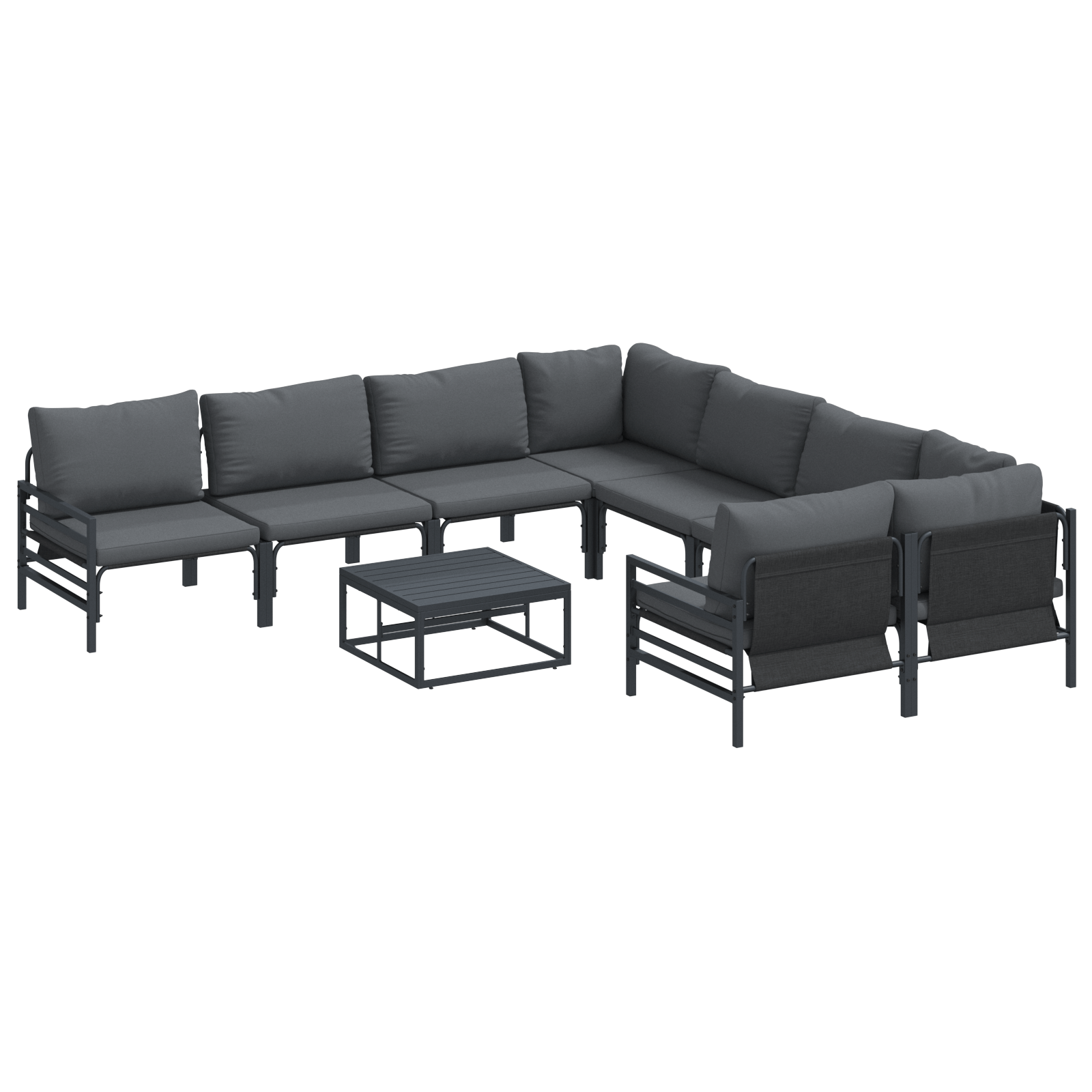 Set de canapele pentru gradina 9 pcs Antracit Otel — imaginea 2