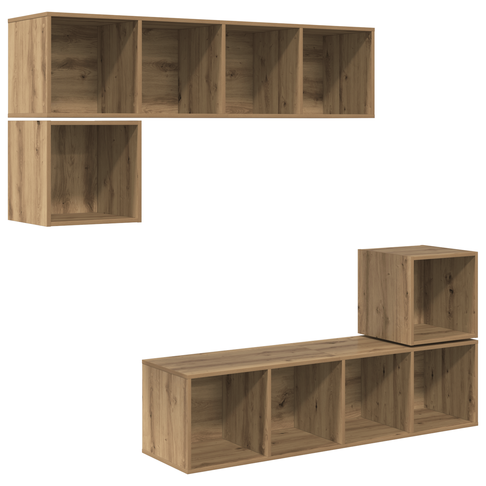 Set comoda TV 4 pcs stejar artizanal 37 x 37 x 142.5 cm — imaginea 2