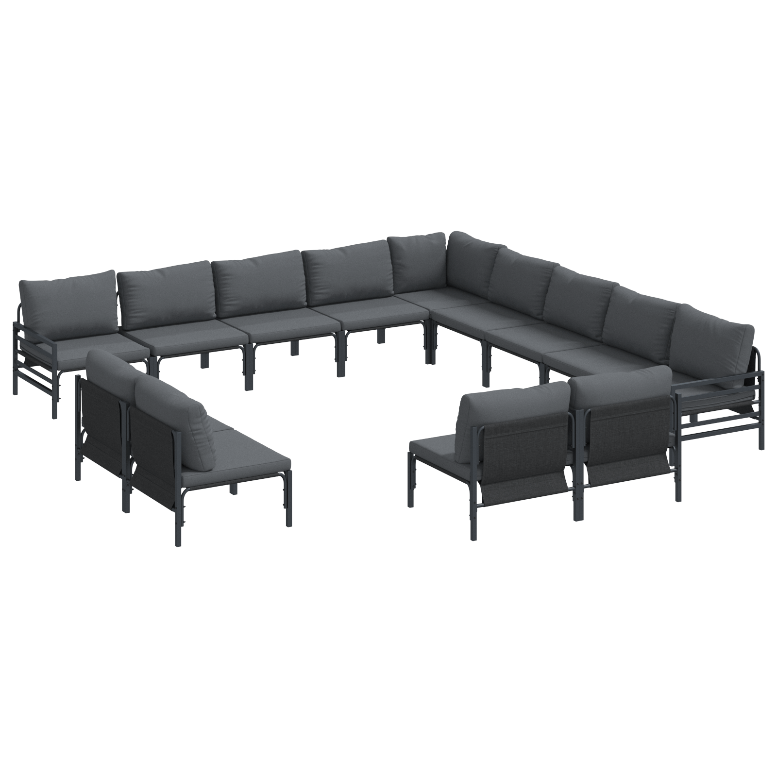 Set de canapele pentru gradina 13 pcs Antracit Otel — imaginea 2