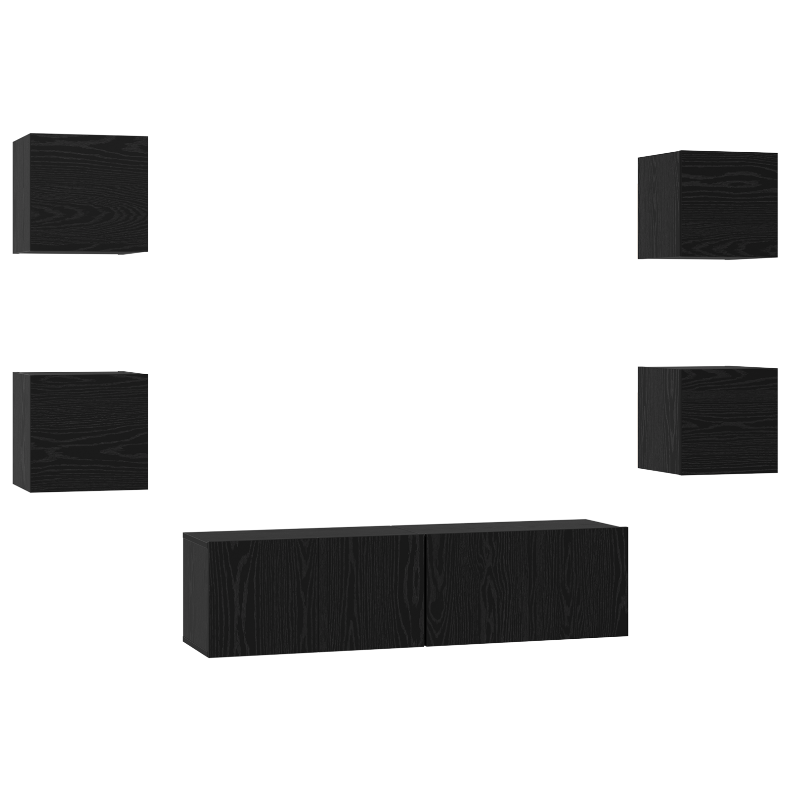 Set comoda TV Altele 6 pcs Stejar negru Mediu 120 x 30 x 30 cm — imaginea 2