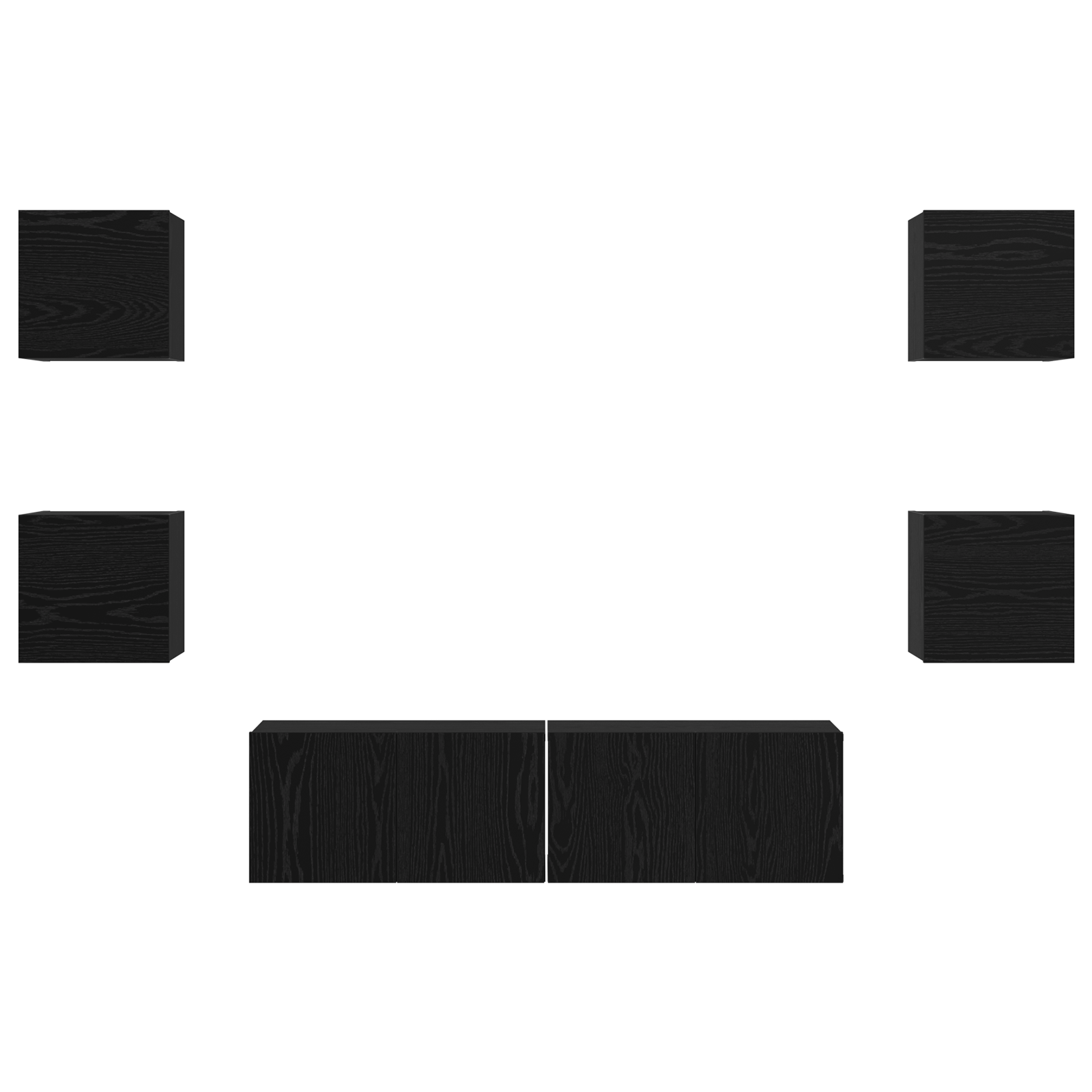 Set comoda TV Altele 6 pcs Stejar negru Mediu 120 x 30 x 30 cm — imaginea 8
