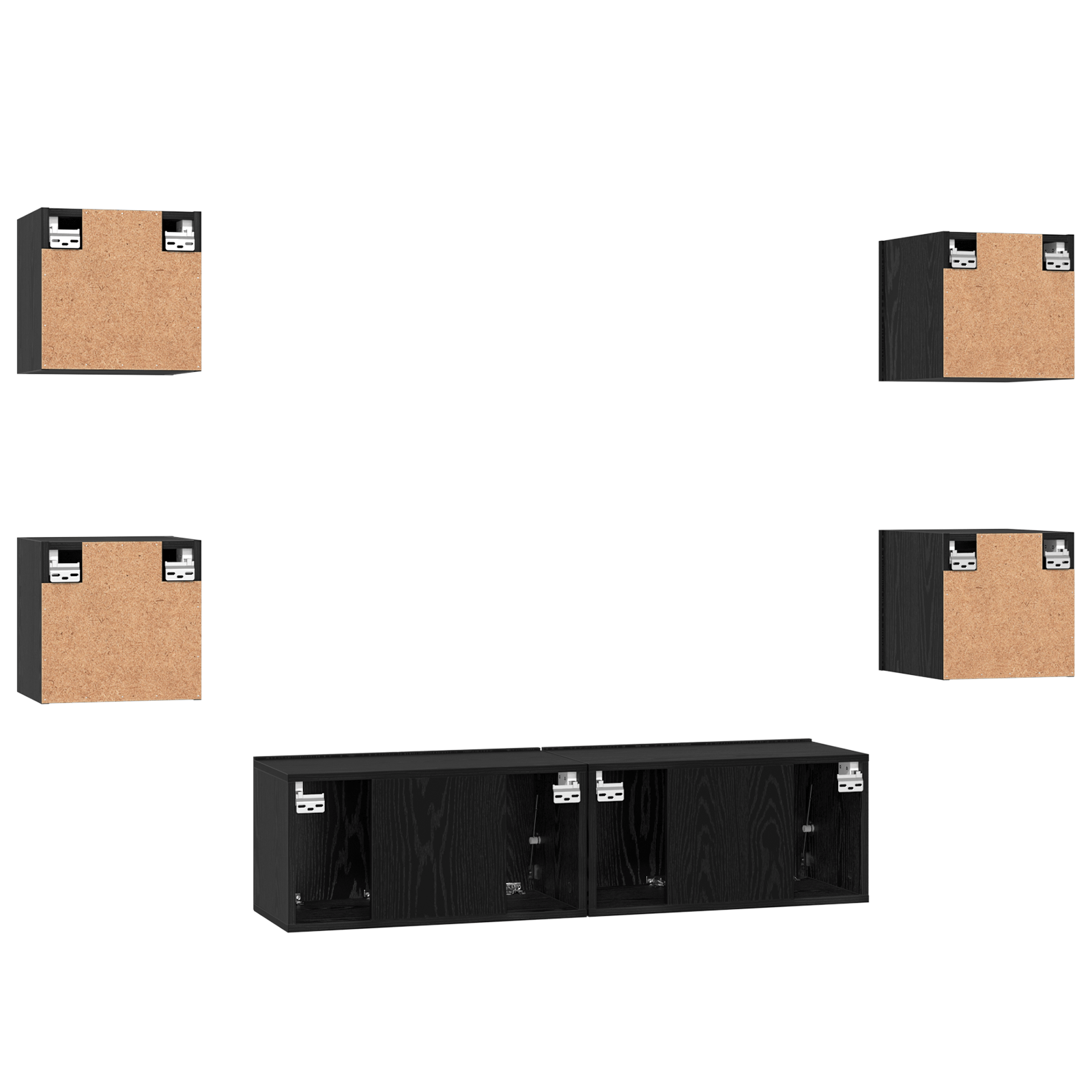 Set comoda TV Altele 6 pcs Stejar negru Mediu 120 x 30 x 30 cm — imaginea 10