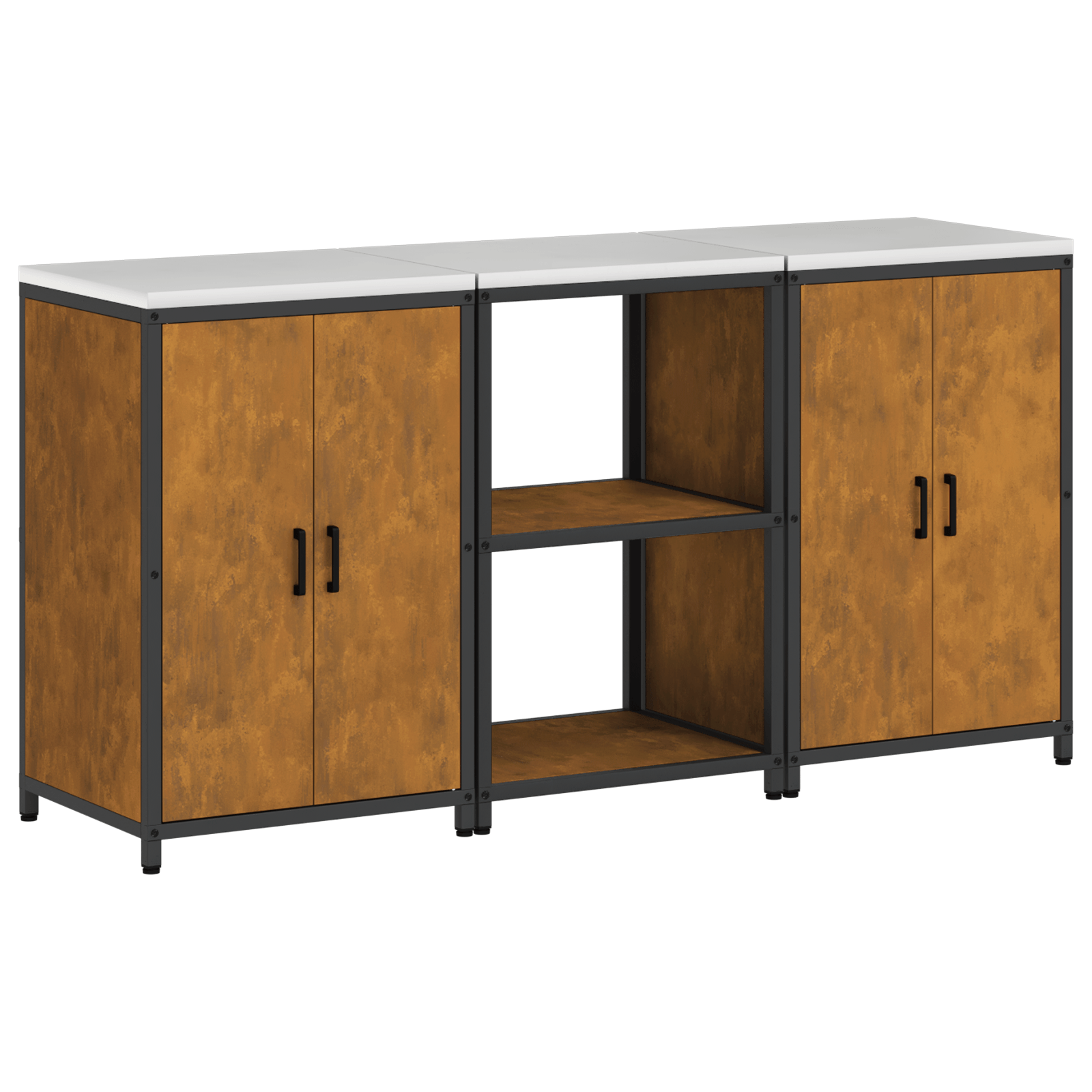 Set de depozitare pentru bucatarie cu raft cu depozitare cu usa 3 pcs Ruginit — imaginea 2
