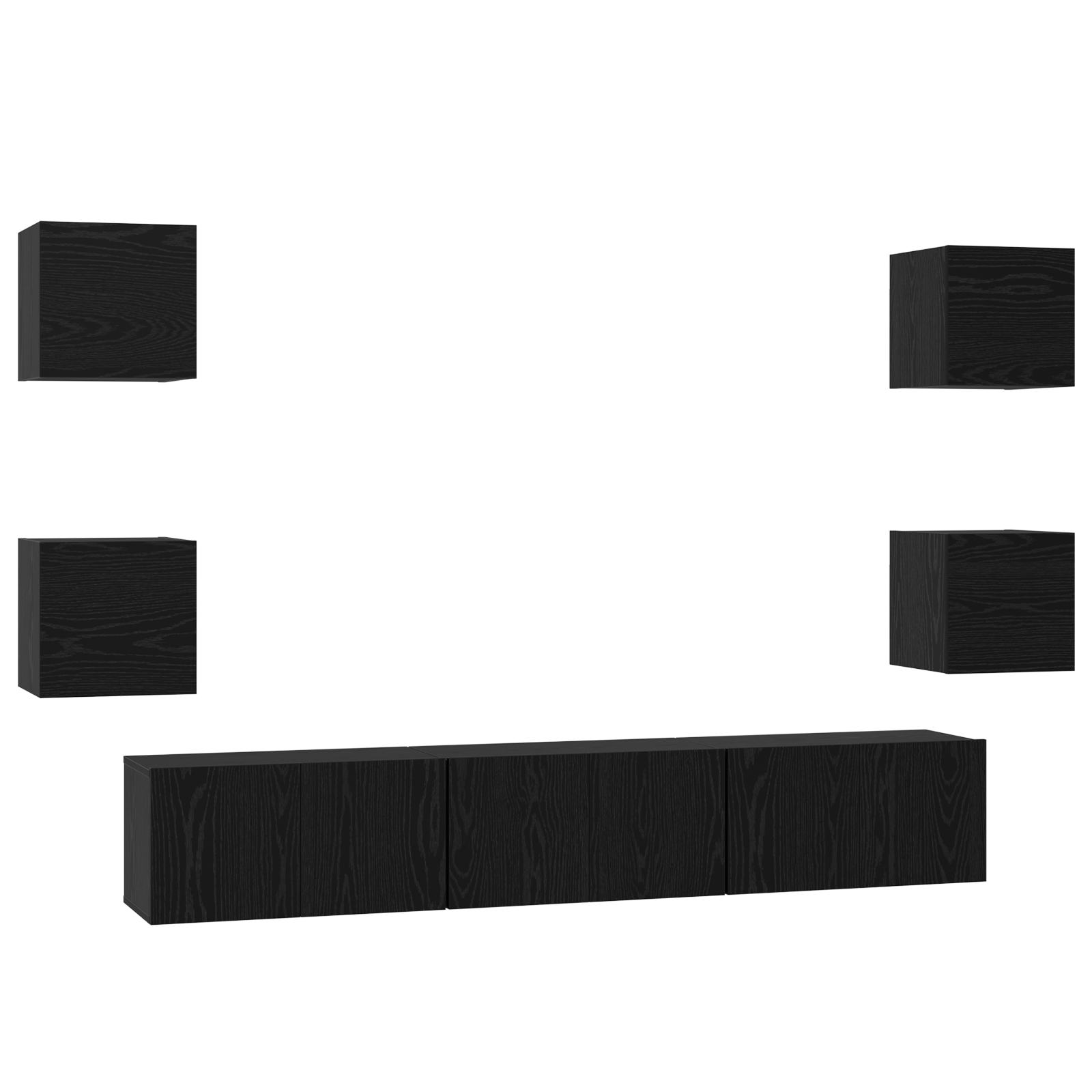 Set comoda TV Altele 7 pcs Stejar negru Mediu 180 x 30 x 30 cm — imaginea 2
