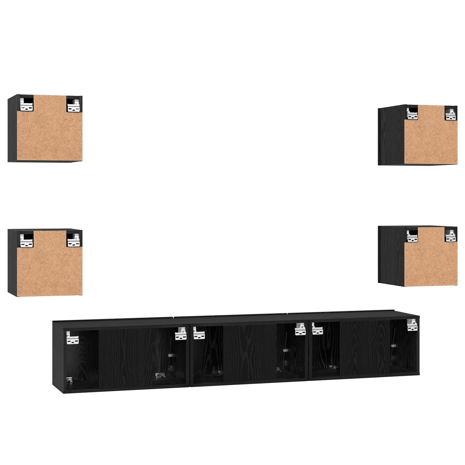 Set comoda TV Altele 7 pcs Stejar negru Mediu 180 x 30 x 30 cm — imaginea 10