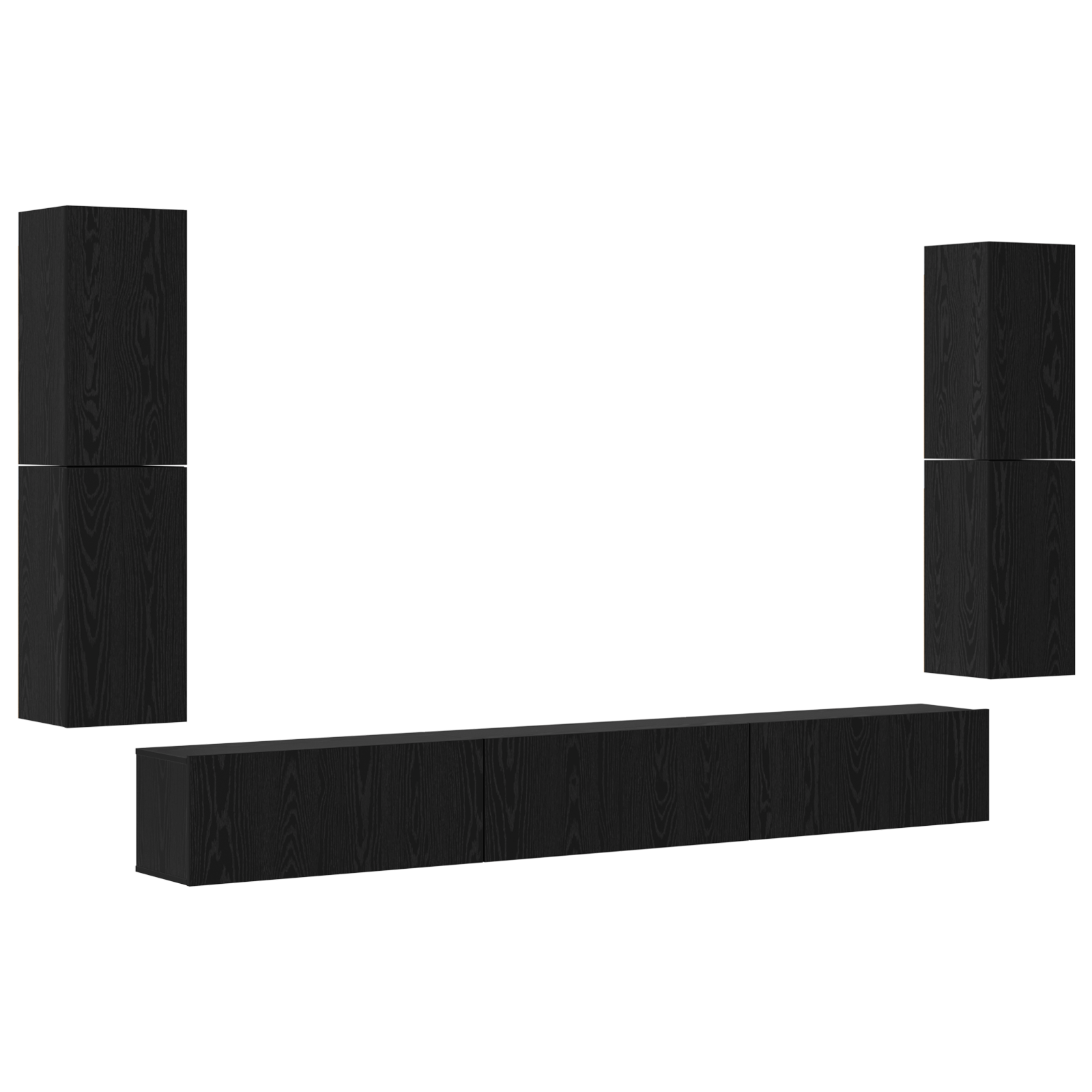 Set comoda TV cu usa 5 pcs Stejar negru Lemn compozit — imaginea 2
