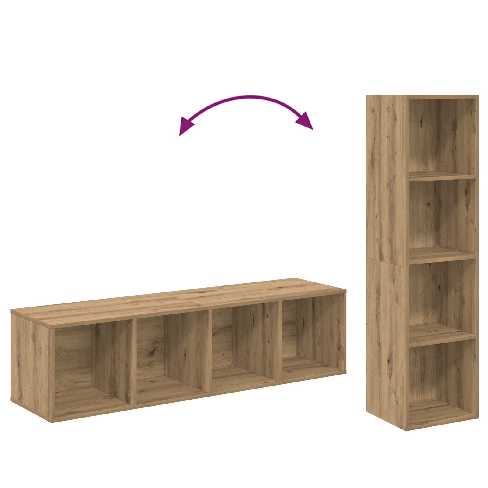 Set comoda TV 2 pcs stejar artizanal 37 x 37 x 142.5 cm — imaginea 8