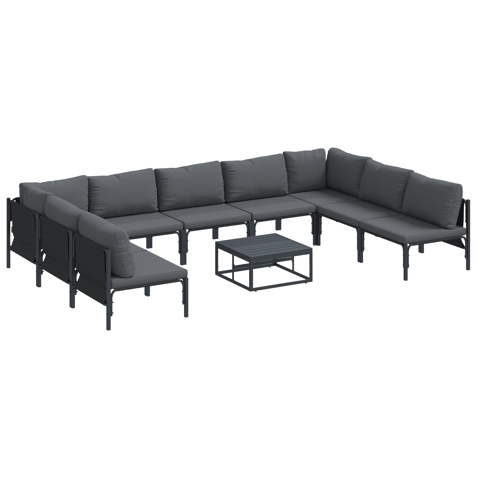 Set de canapele pentru gradina 10 pcs Antracit Otel — imaginea 2