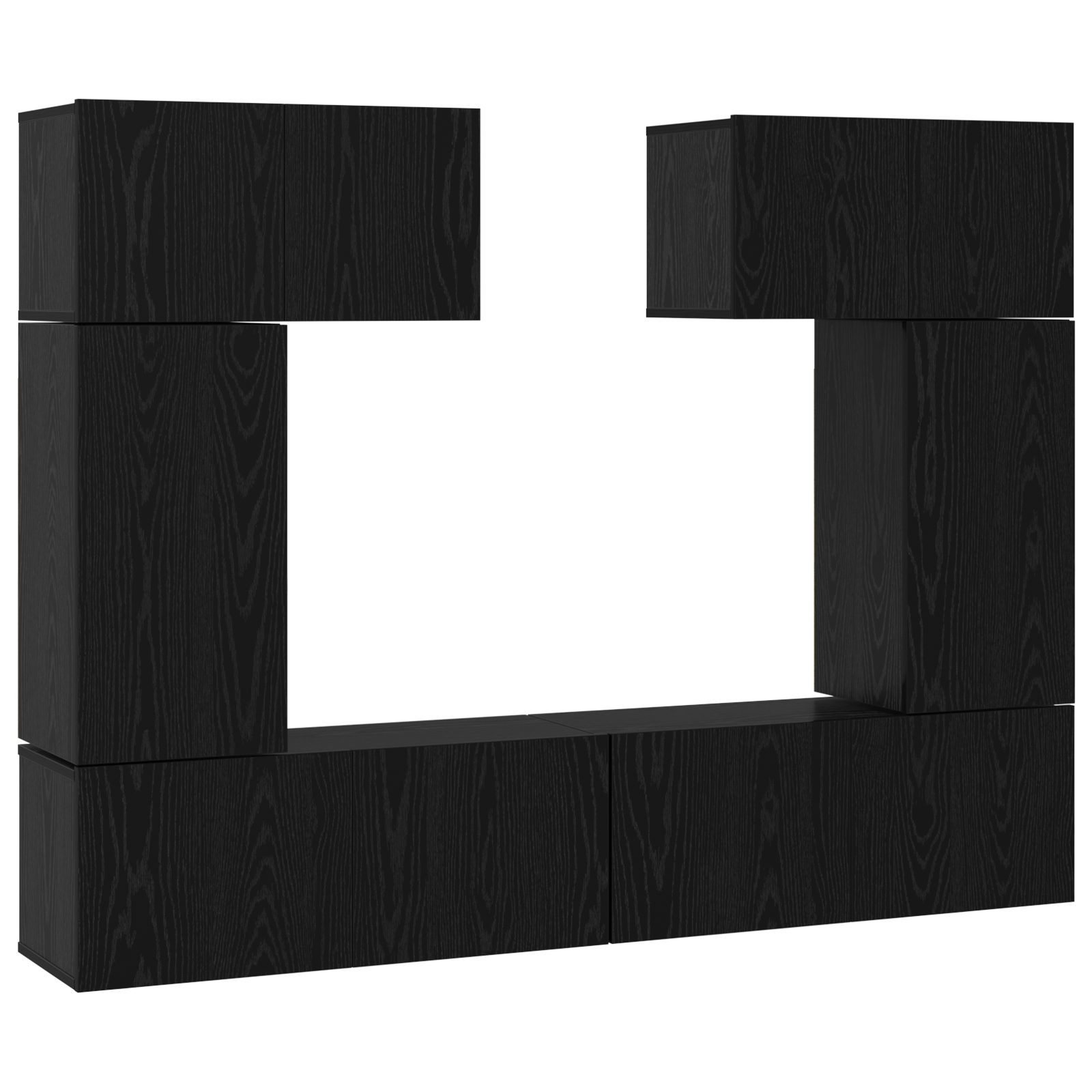 Set comoda TV 6 pcs Stejar negru 80 x 30 x 30 cm Lemn compozit — imaginea 2