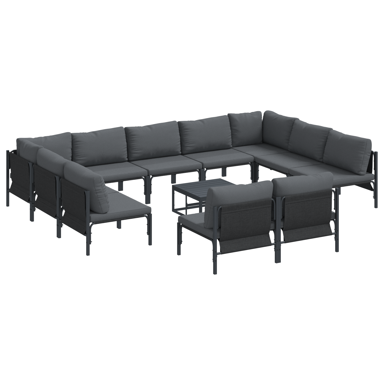 Set de canapele pentru gradina 12 pcs Antracit Otel — imaginea 2