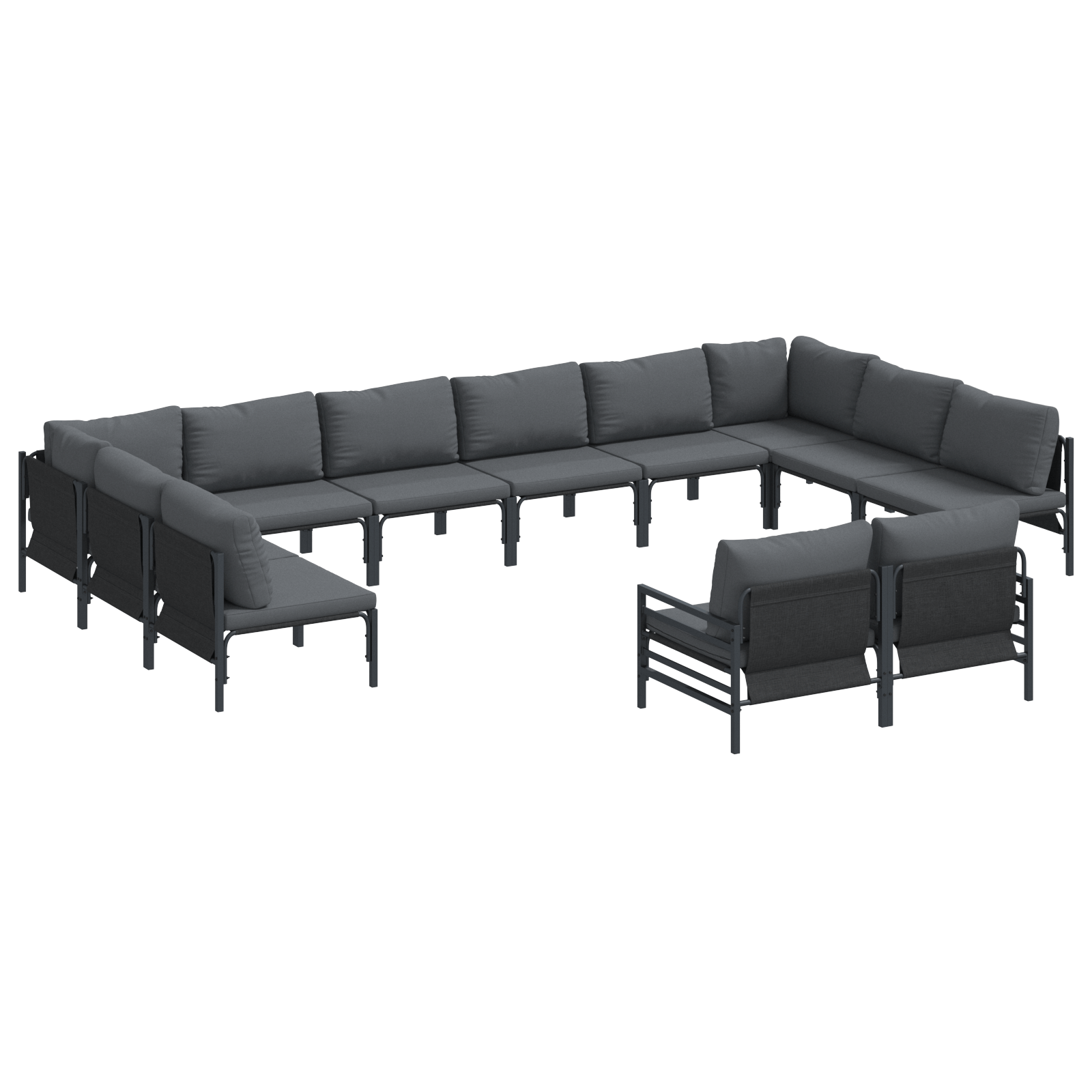 Set de canapele pentru gradina 12 pcs Antracit Otel — imaginea 2