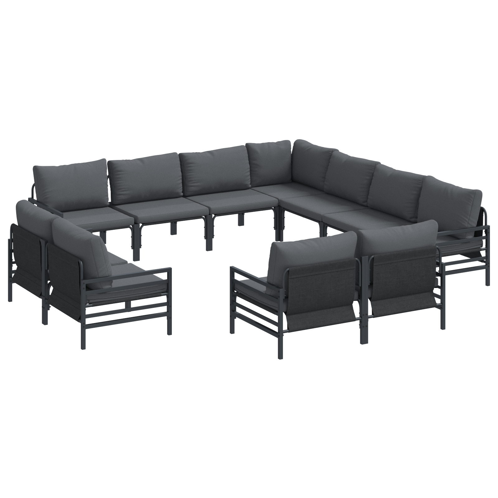 Set de canapele pentru gradina 11 pcs Antracit Otel — imaginea 2