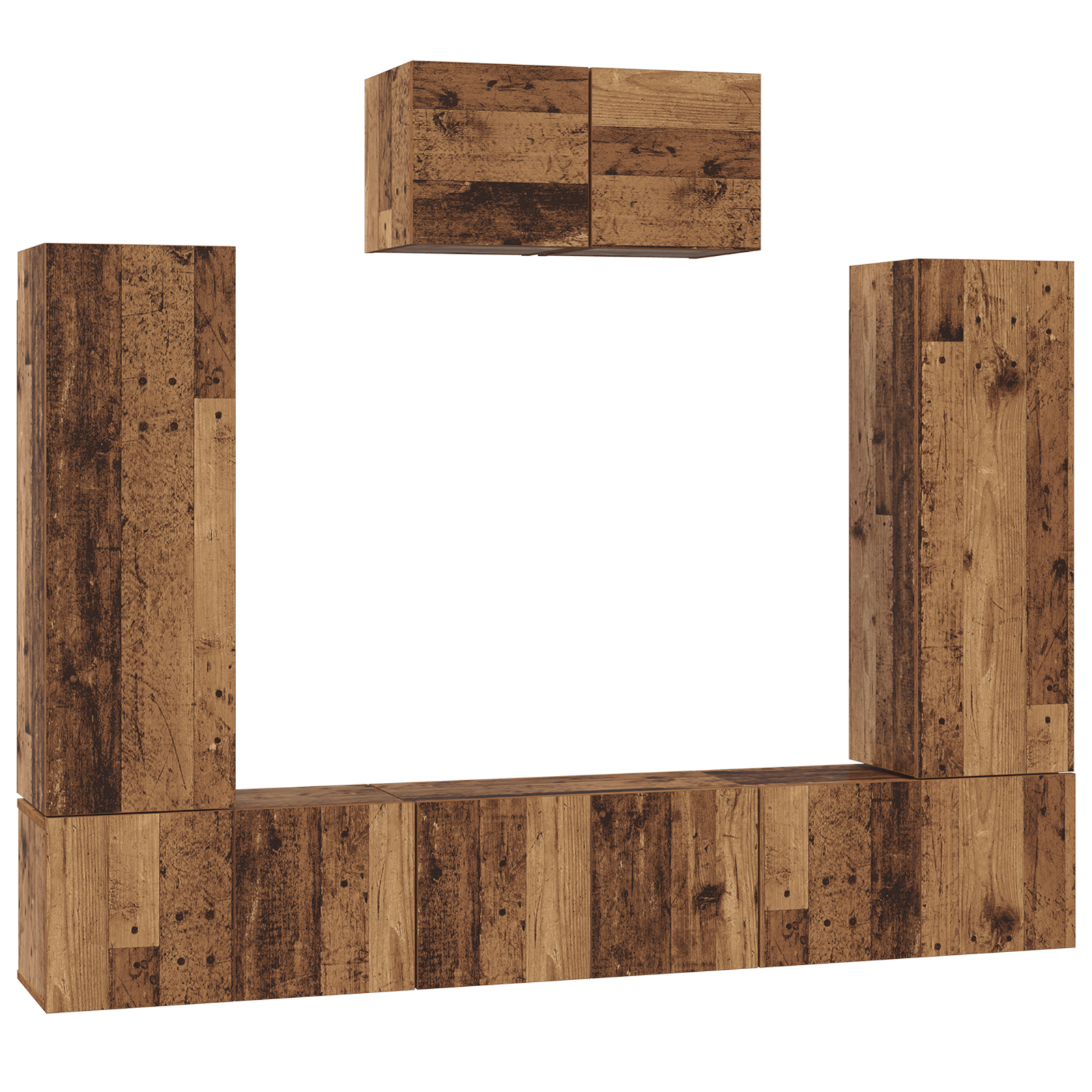 Set comoda TV 7 pcs Lemn vechi 180 x 30 x 120 cm Lemn compozit — imaginea 2
