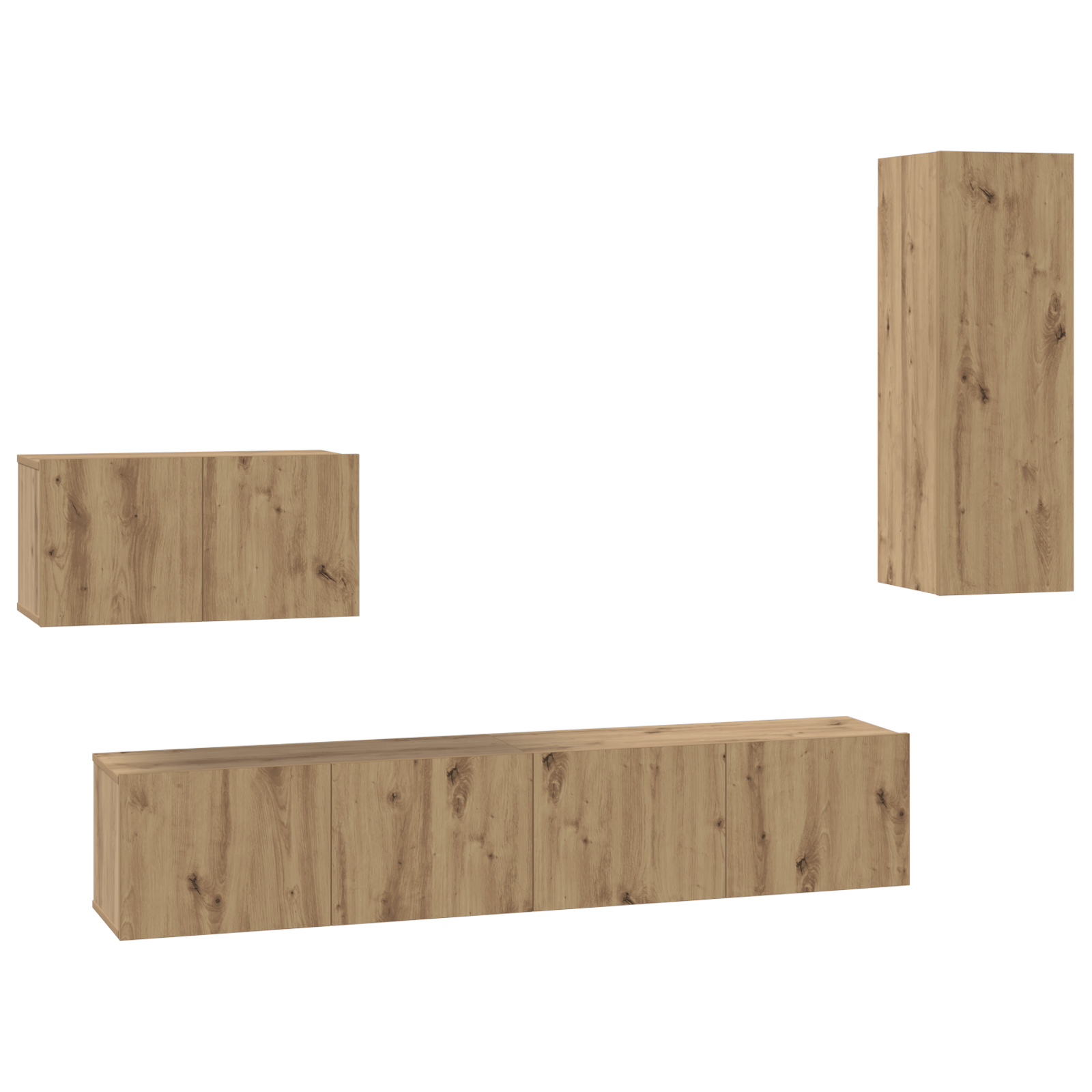 Dulap pentru TV pe Perete cu raft Altele cu depozitare cu usa 4 pcs Stejar artisanal — imaginea 2