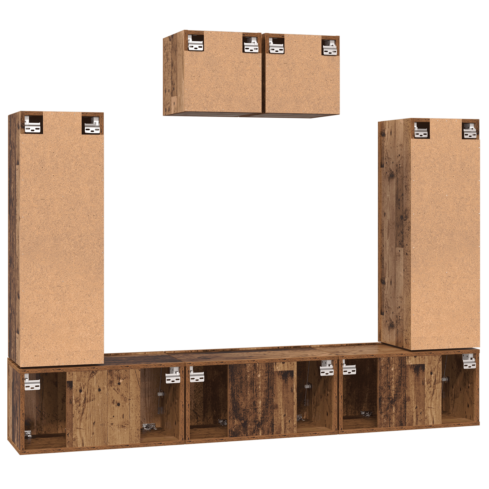 Set comoda TV 7 pcs Lemn vechi 180 x 30 x 120 cm Lemn compozit — imaginea 9