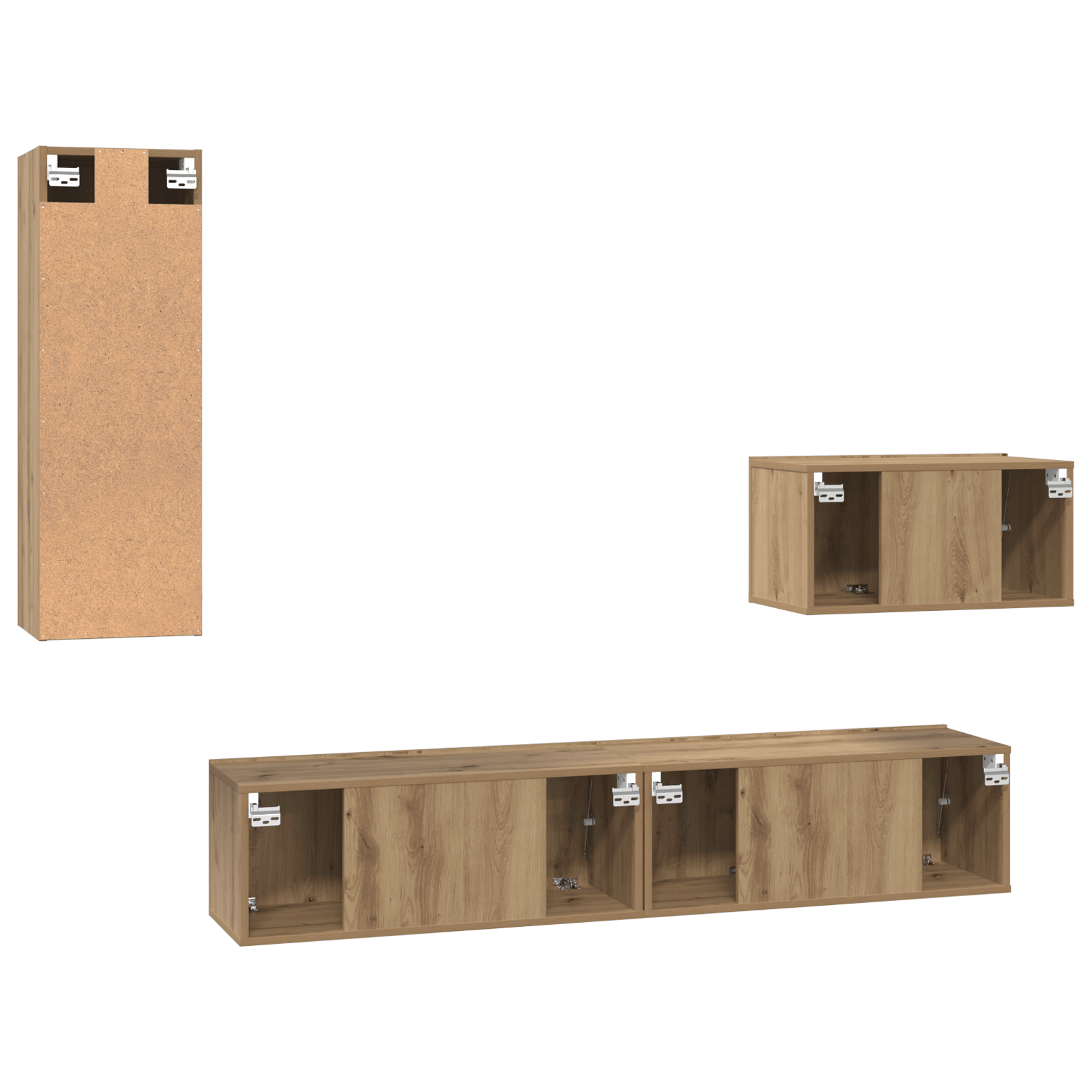 Dulap pentru TV pe Perete cu raft Altele cu depozitare cu usa 4 pcs Stejar artisanal — imaginea 10