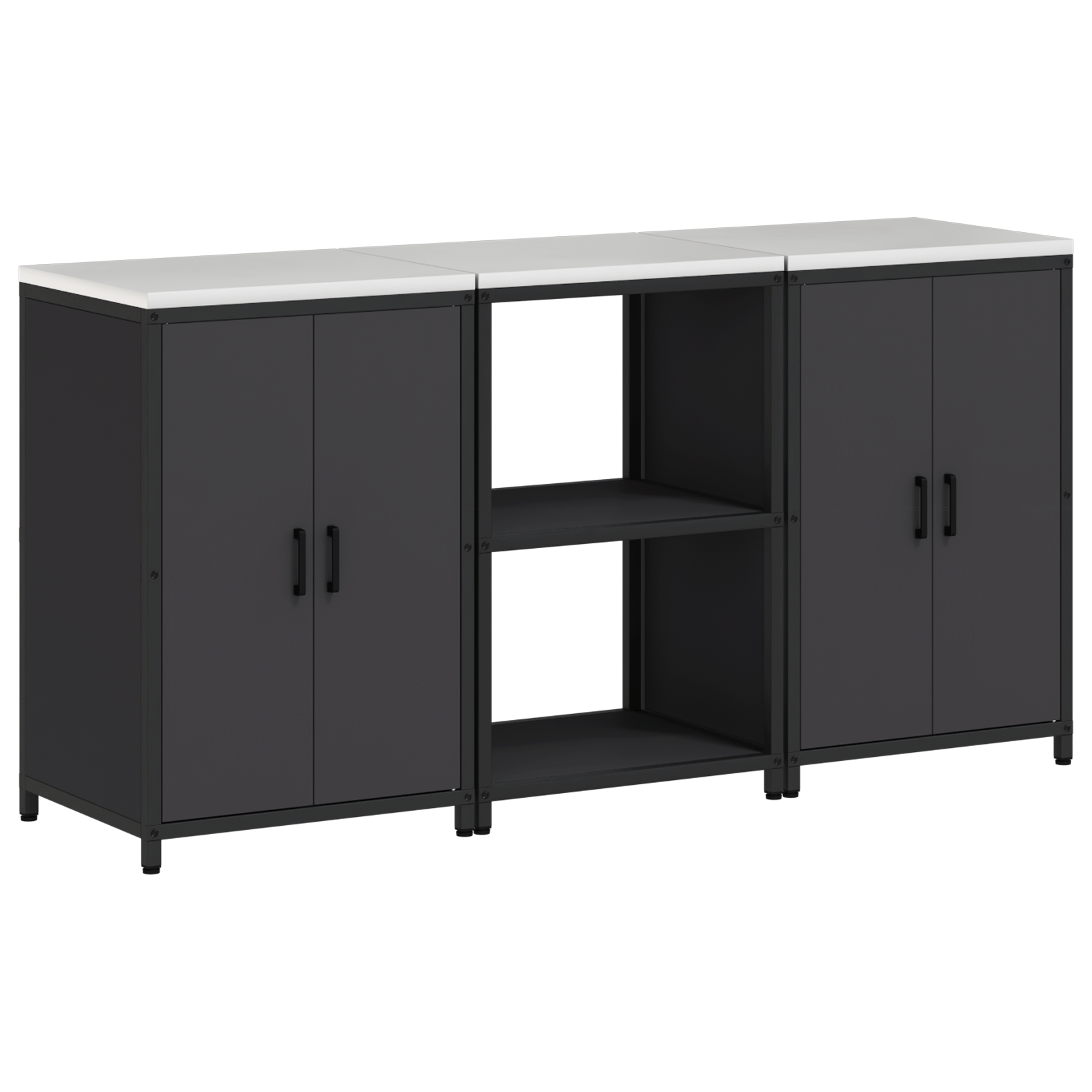 Set de depozitare pentru bucatarie 3 pcs Negru 180 x 50 x 92 cm — imaginea 2