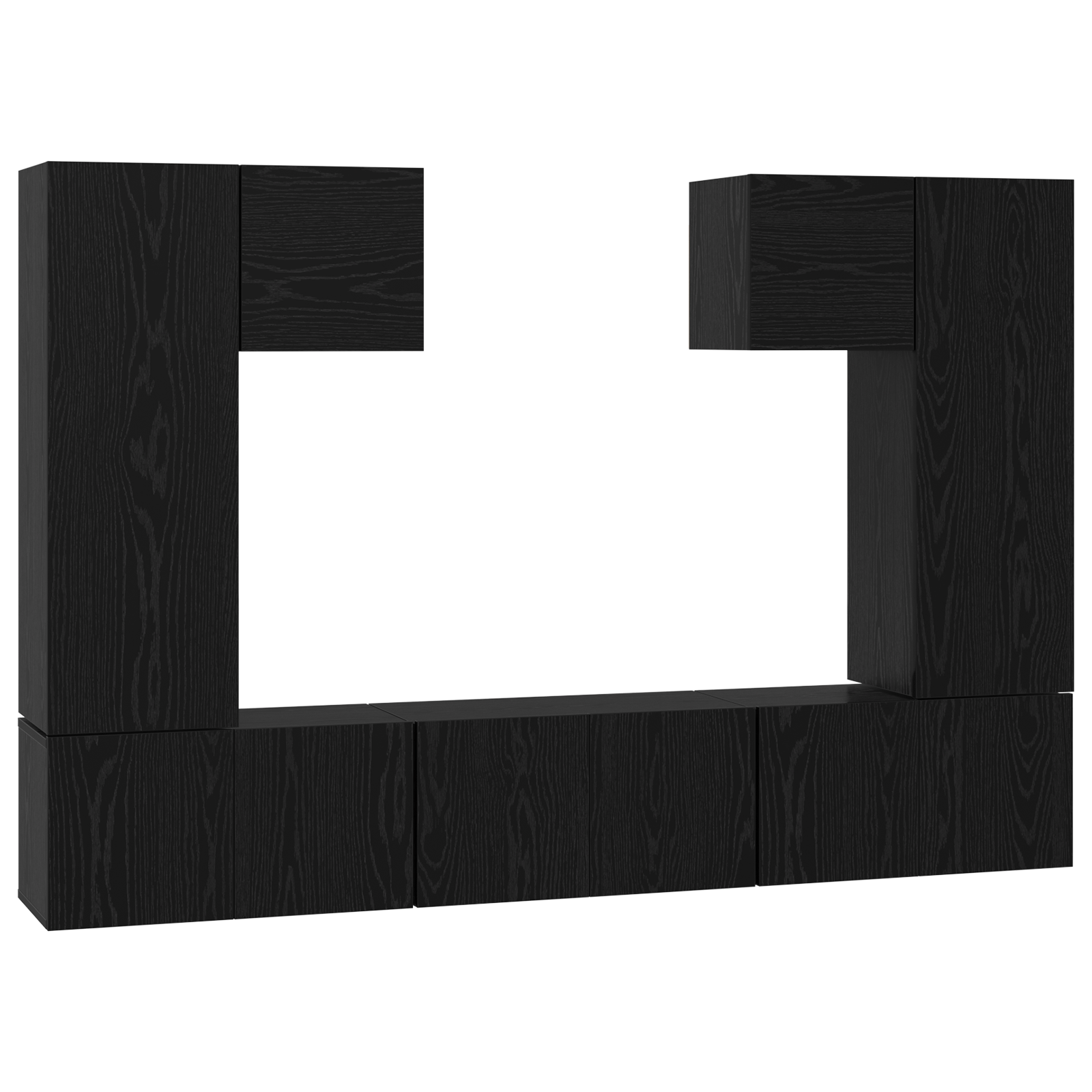 Set comoda TV cu raft 7 pcs Stejar negru 180 x 30 x 120 cm — imaginea 2