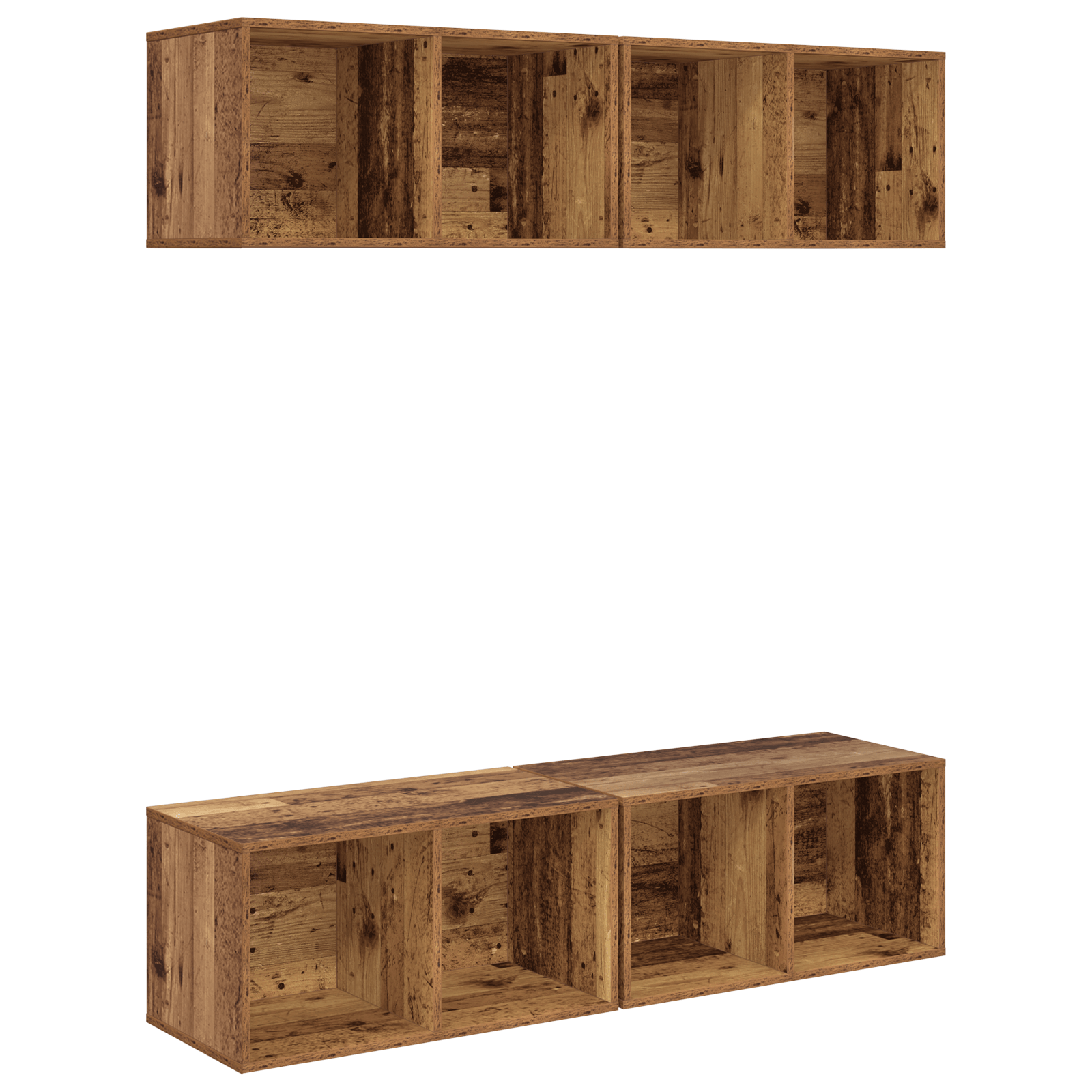 Dulap pentru TV pe Perete 4 pcs Lemn vechi 37 x 37 x 72 cm — imaginea 2