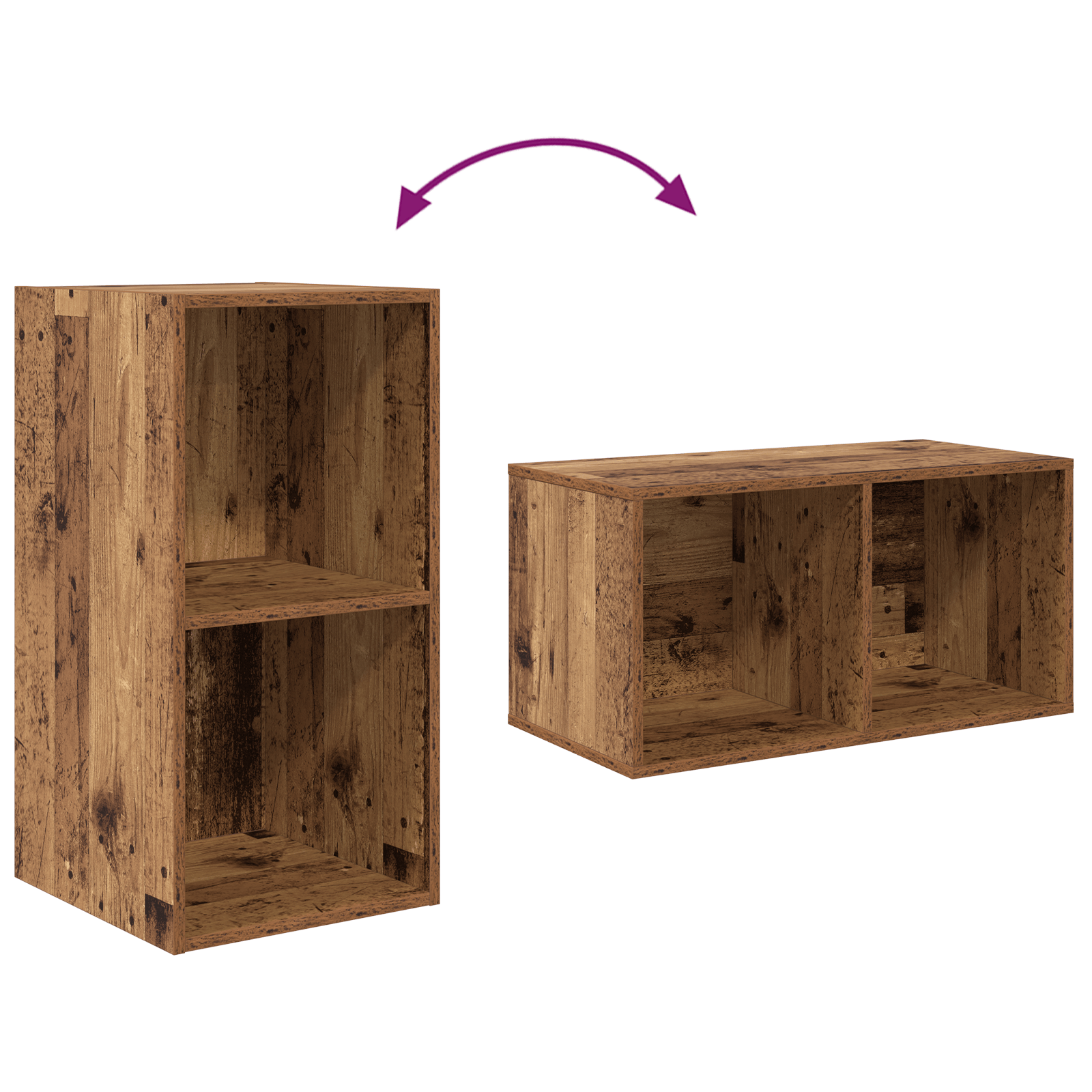 Dulap pentru TV pe Perete 4 pcs Lemn vechi 37 x 37 x 72 cm — imaginea 8