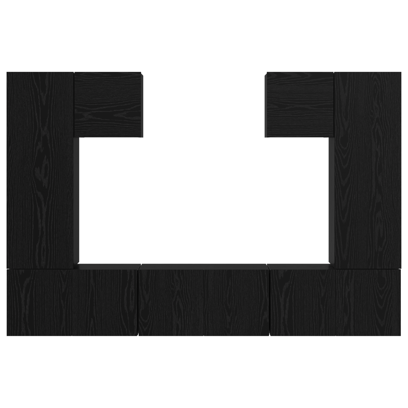 Set comoda TV cu raft 7 pcs Stejar negru 180 x 30 x 120 cm — imaginea 9