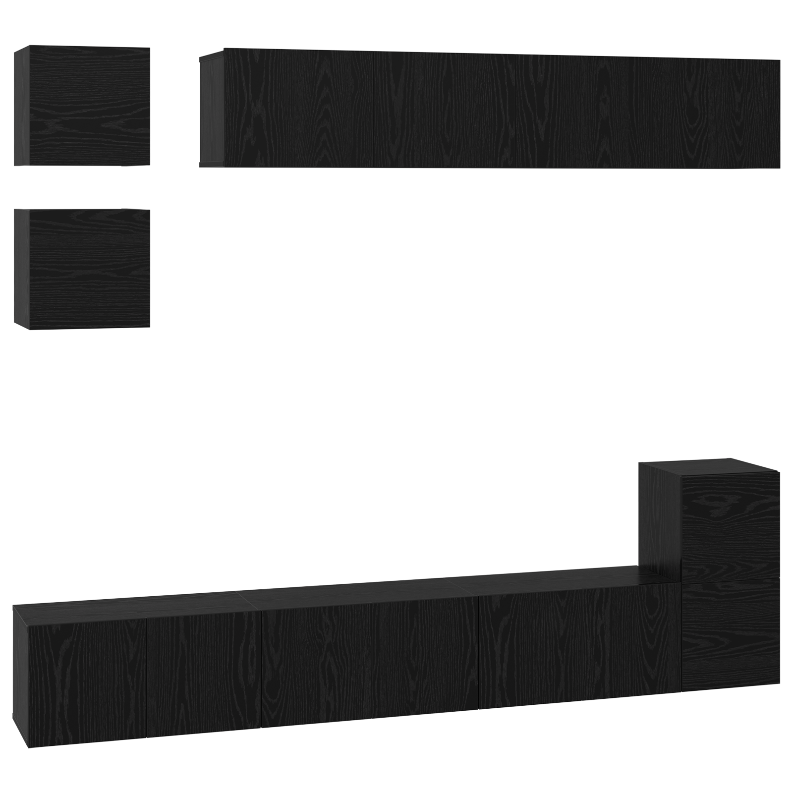 Set comoda TV cu raft Altele cu depozitare 8 pcs Stejar Negru — imaginea 2