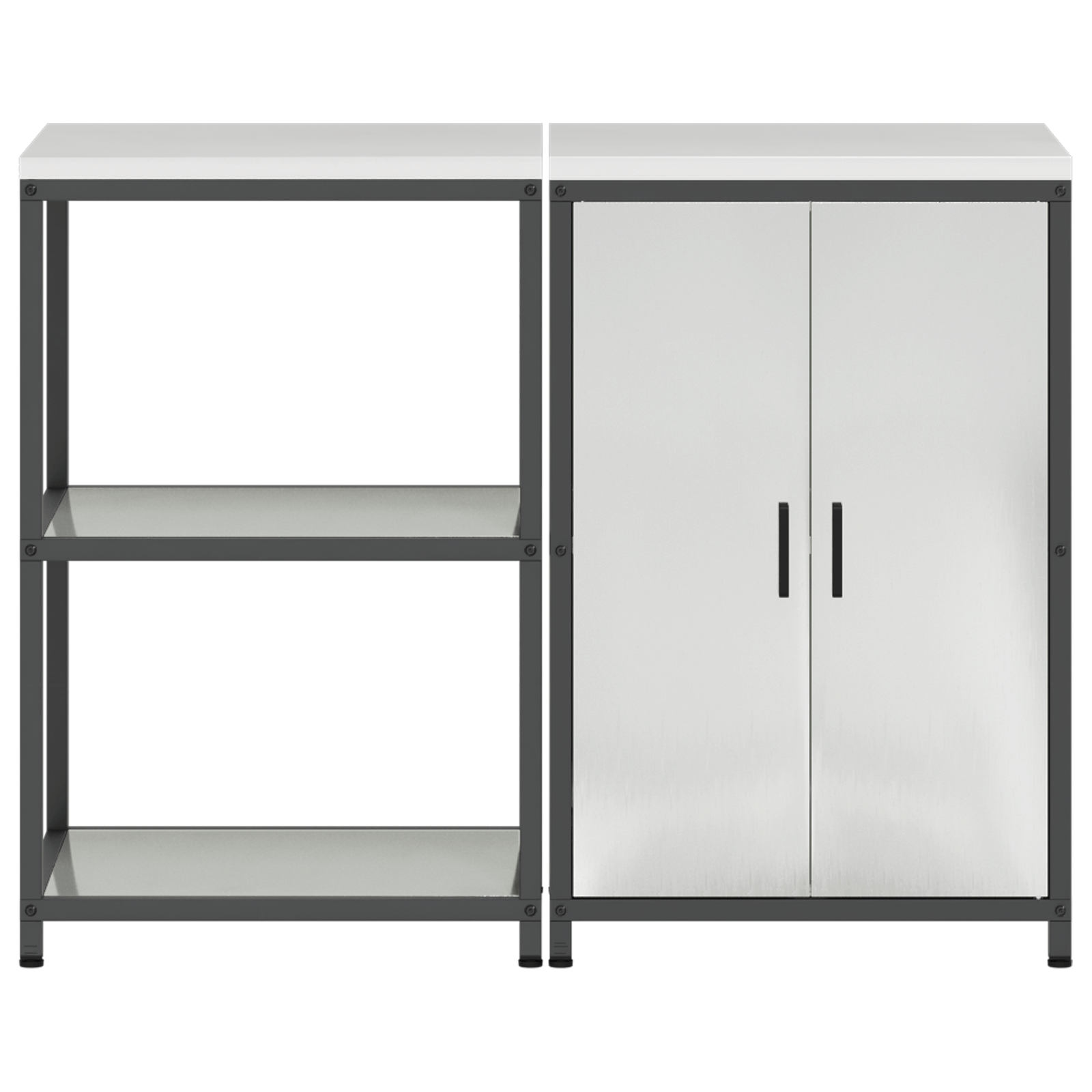 Set de depozitare pentru bucatarie cu raft cu depozitare cu usa Ajustabil 2 pcs Argintiu — imaginea 8