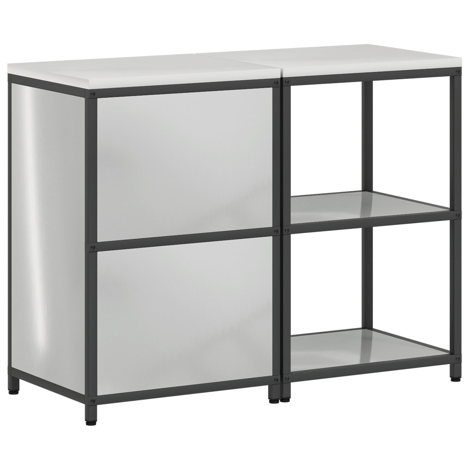Set de depozitare pentru bucatarie cu raft cu depozitare cu usa Ajustabil 2 pcs Argintiu — imaginea 10