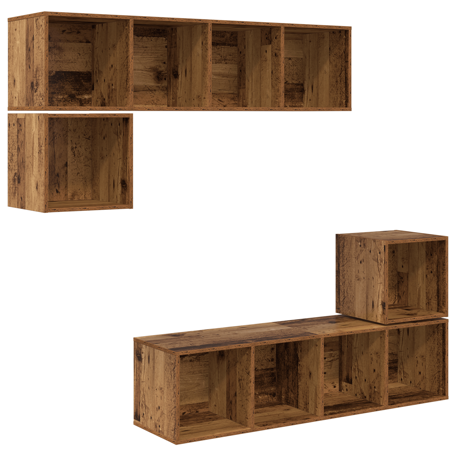 Set comoda TV 4 pcs Lemn vechi 37 x 37 x 142.5 cm Lemn compozit — imaginea 2
