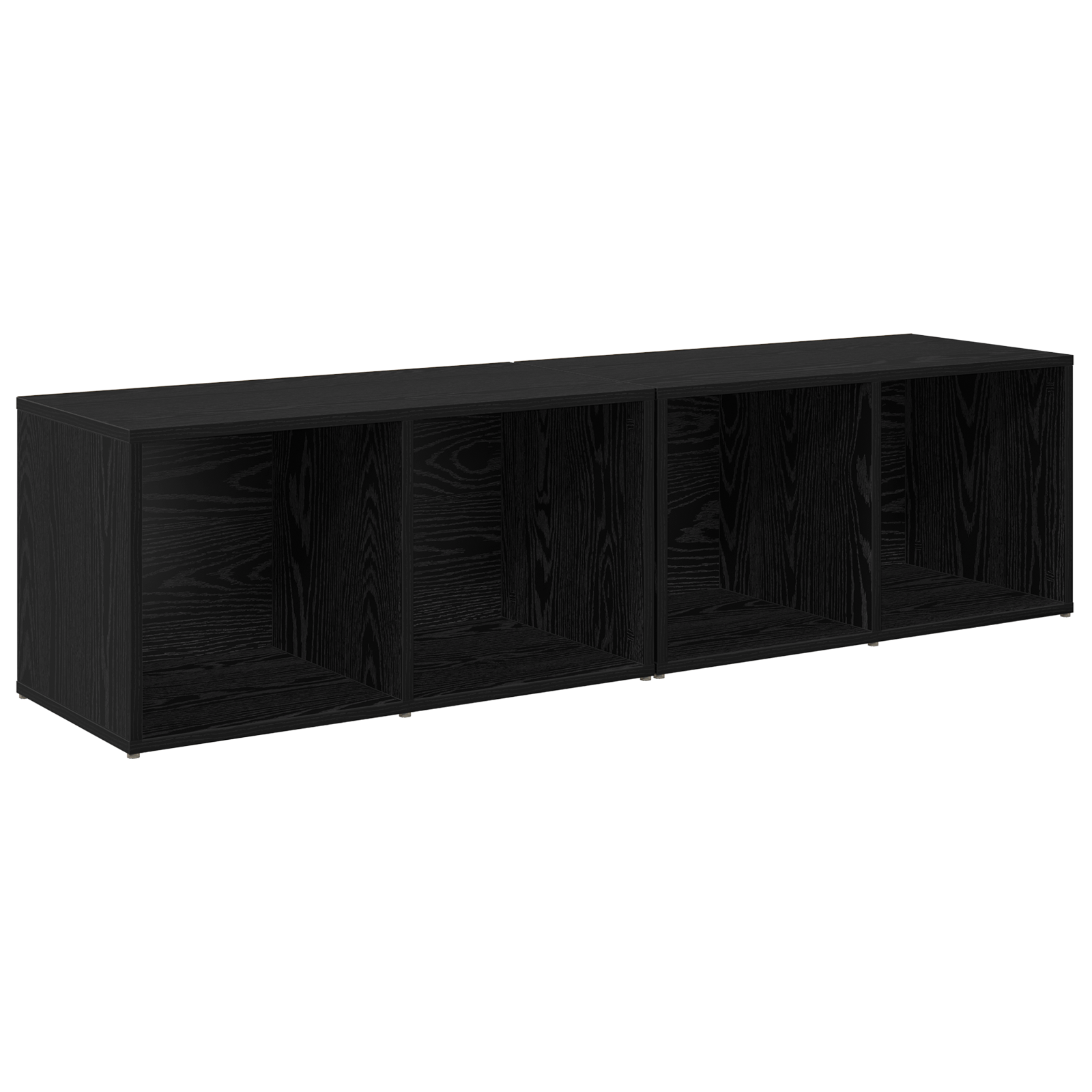 Set comoda TV 2 pcs Stejar Negru 37 x 35 x 107 cm Lemn compozit — imaginea 2