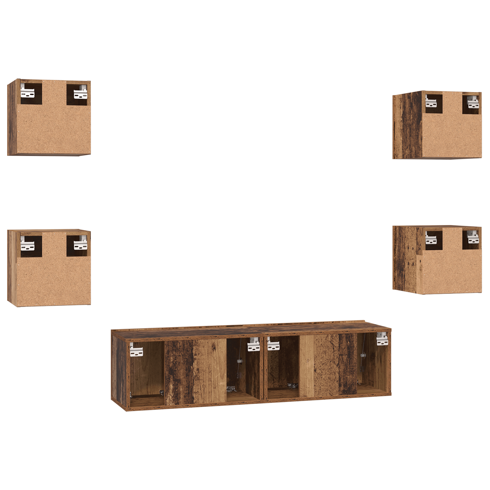 Set comoda TV Altele 6 pcs Lemn vechi Mediu 120 x 30 x 30 cm — imaginea 9
