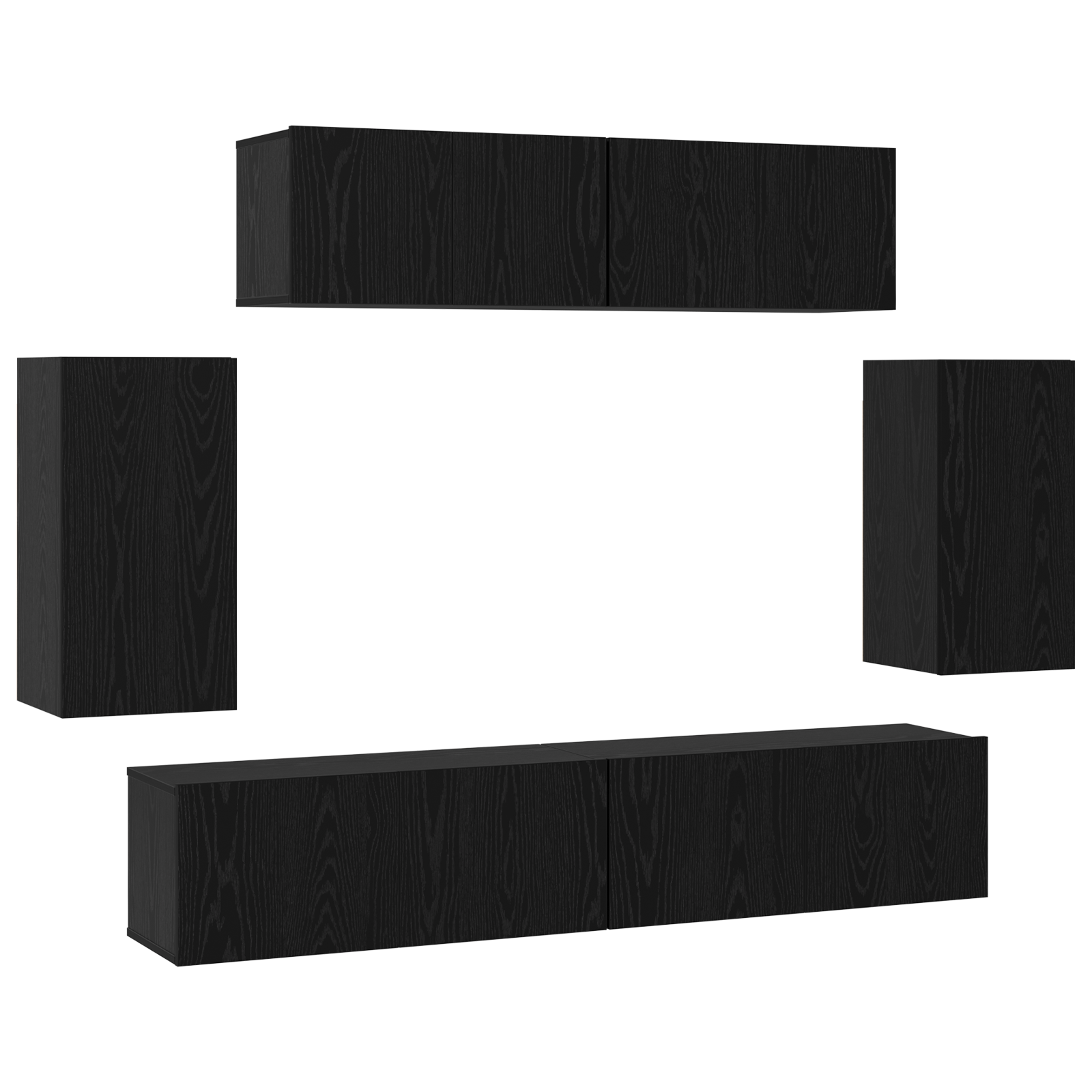 Dulap pentru TV pe Perete 6 pcs Stejar negru Lemn compozit — imaginea 2