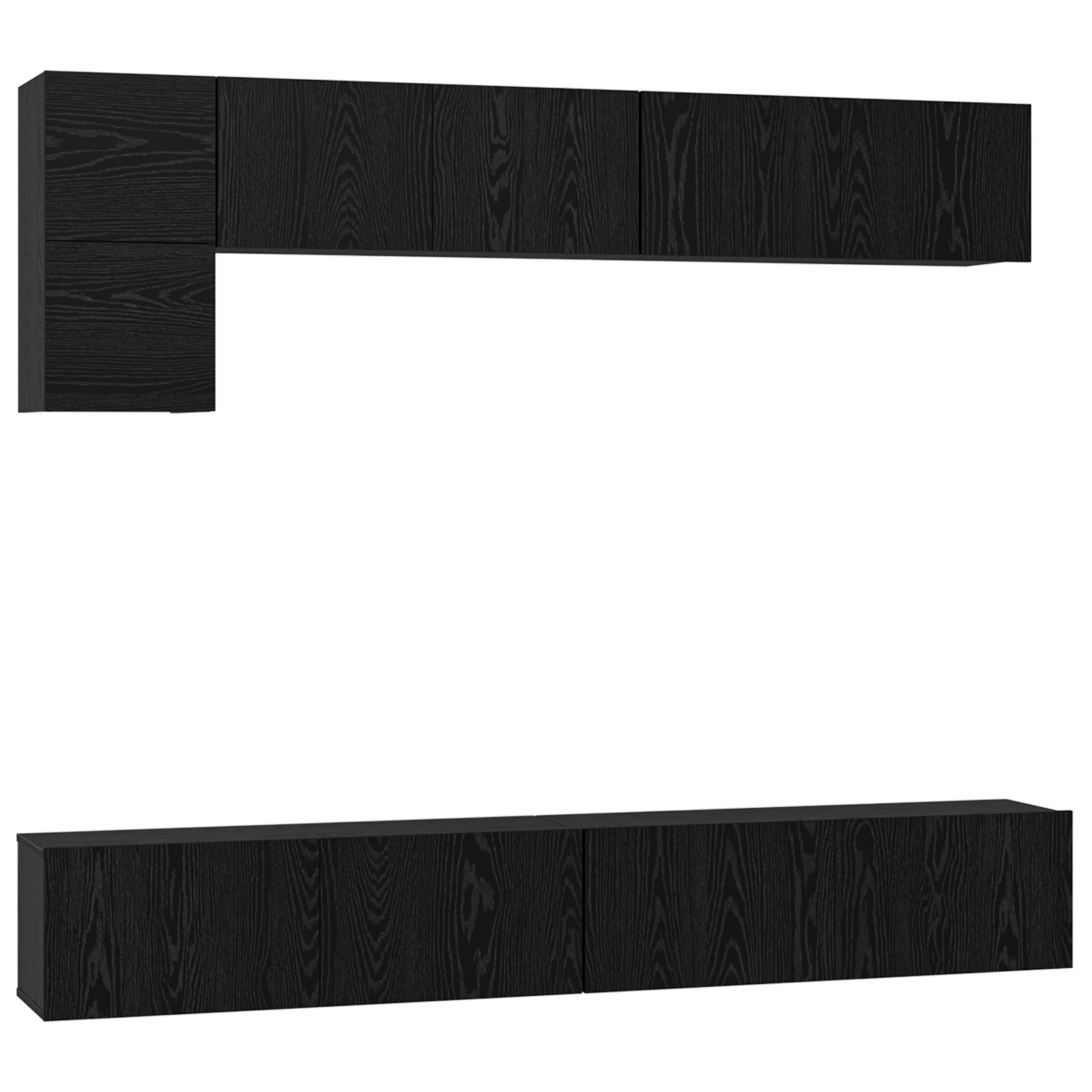 Set comoda TV cu raft cu depozitare cu usa 5 pcs Stejar Negru — imaginea 2