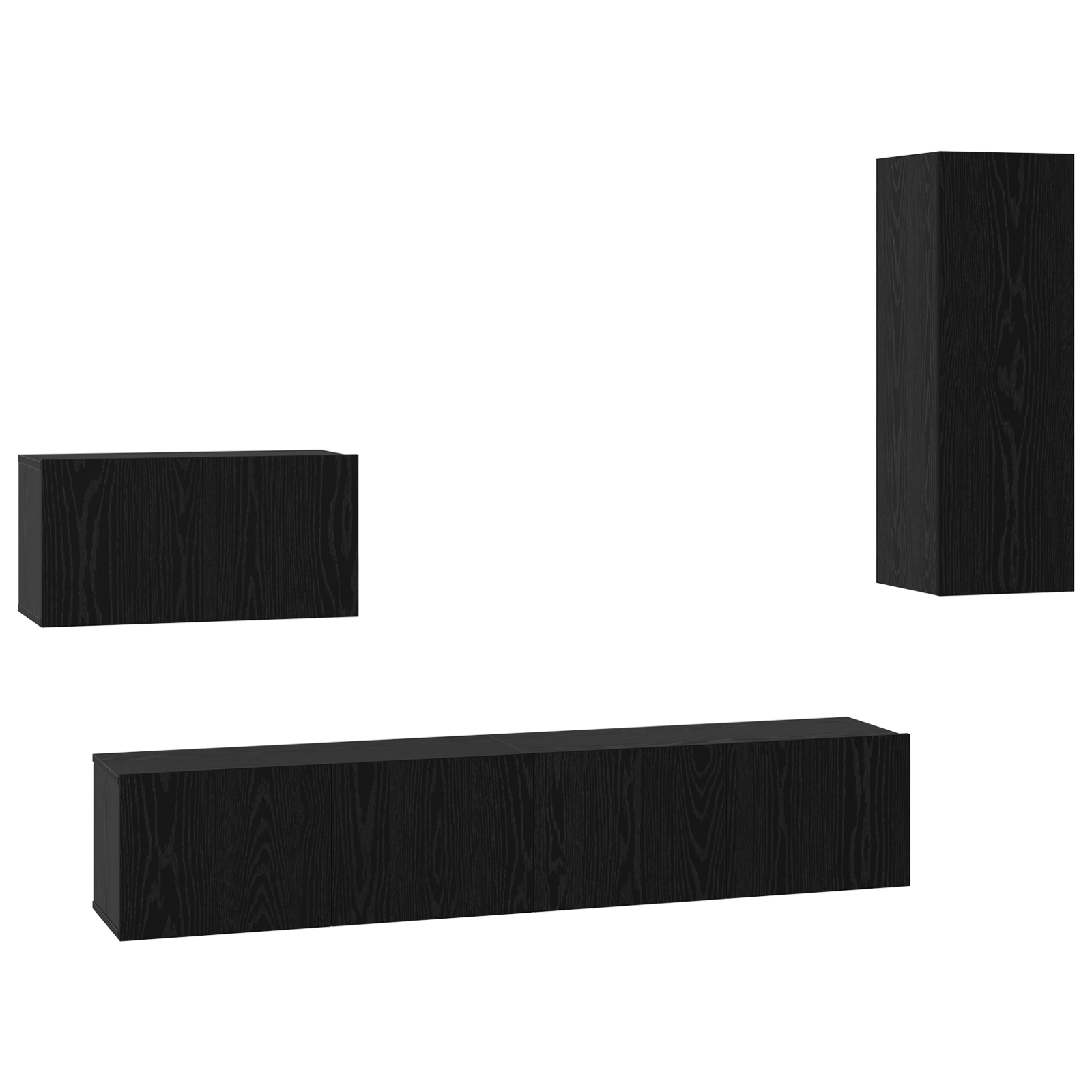 Dulap pentru TV pe Perete cu raft Altele cu depozitare cu usa 4 pcs Stejar negru — imaginea 2