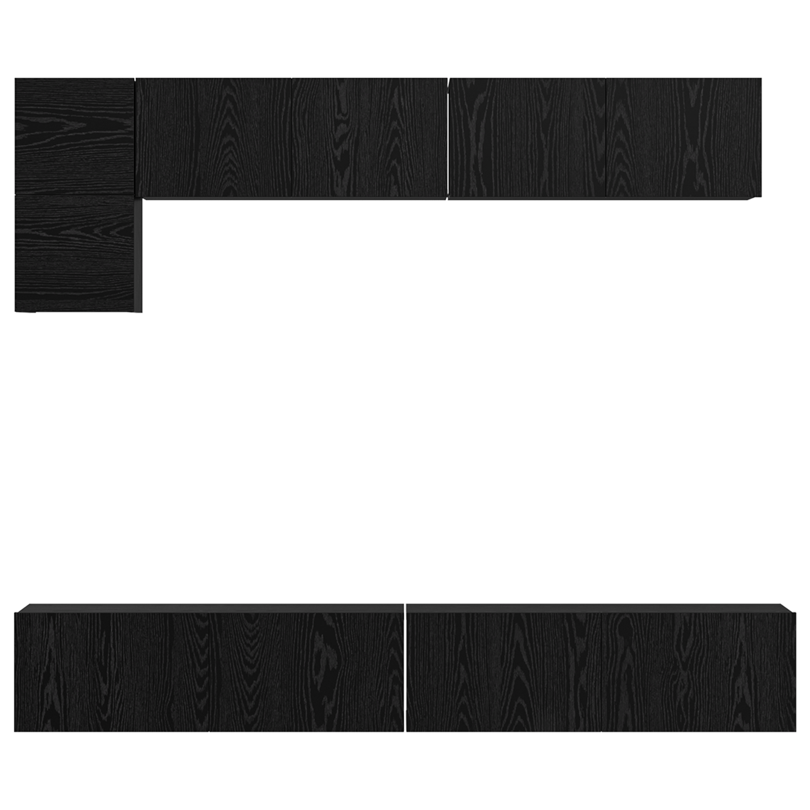 Set comoda TV cu raft cu depozitare cu usa 5 pcs Stejar Negru — imaginea 8