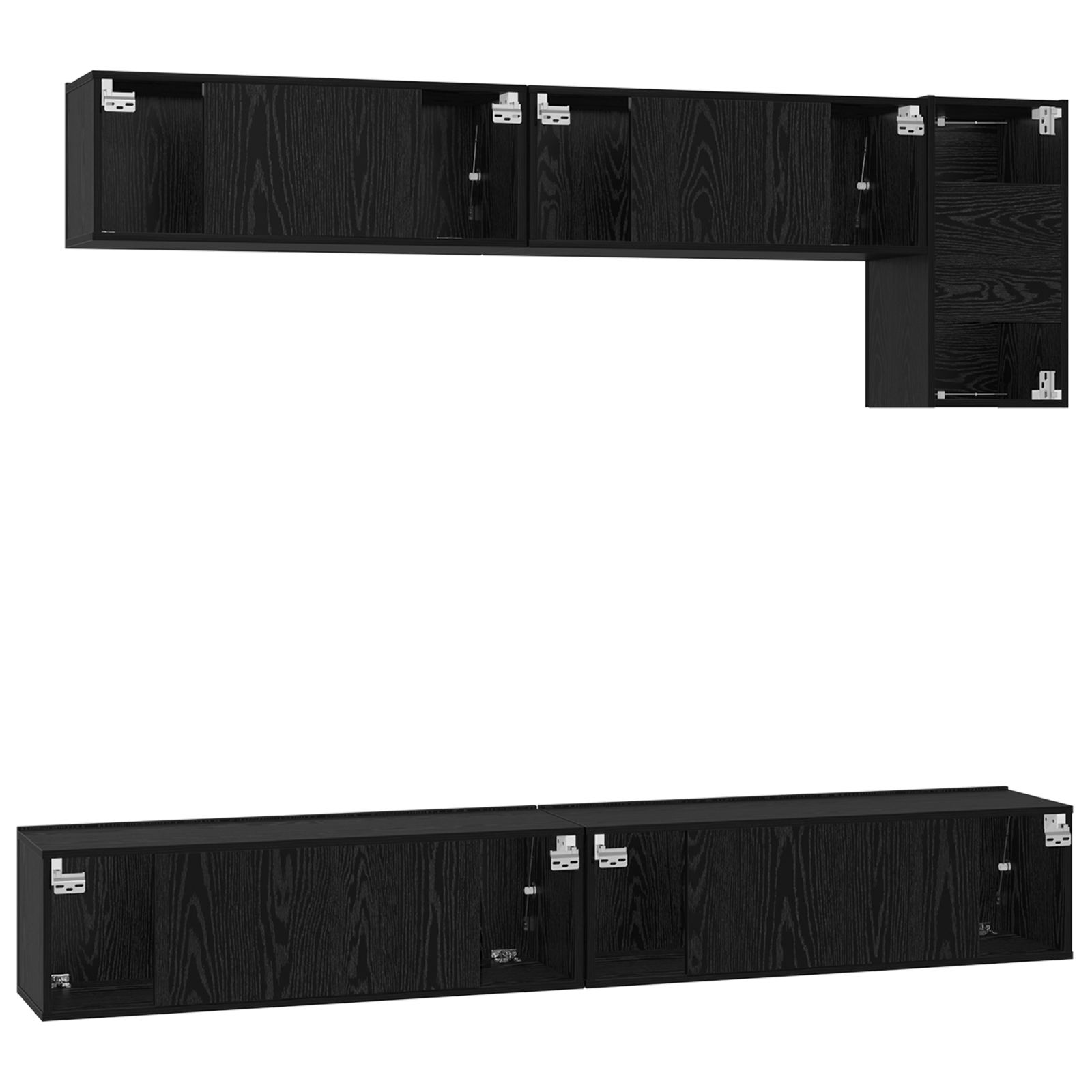 Set comoda TV cu raft cu depozitare cu usa 5 pcs Stejar Negru — imaginea 9