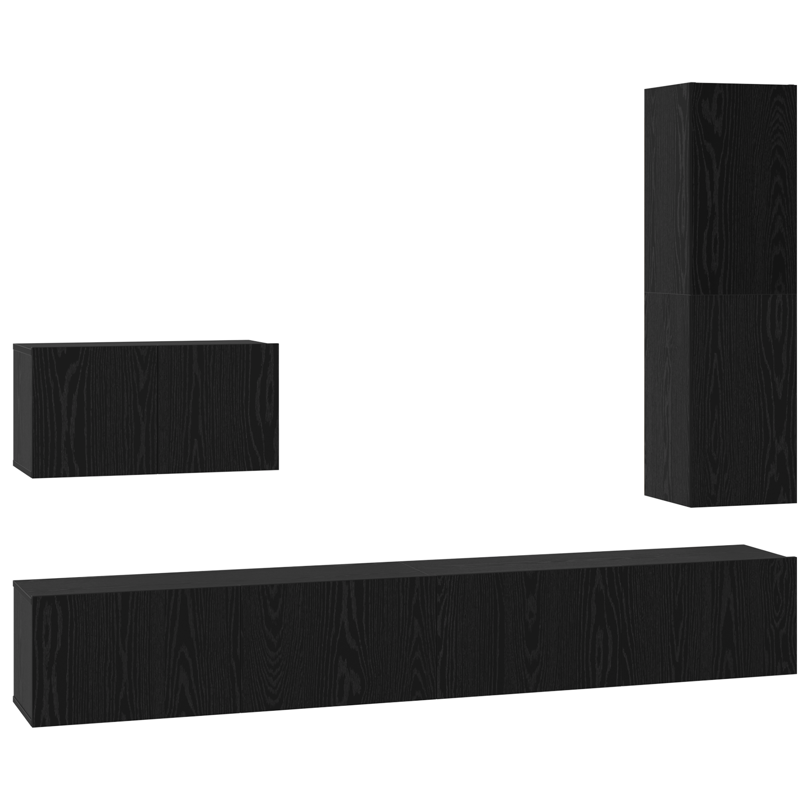 Set comoda TV cu raft Altele 4 pcs Stejar negru 30.5 x 30 x 110 cm — imaginea 2