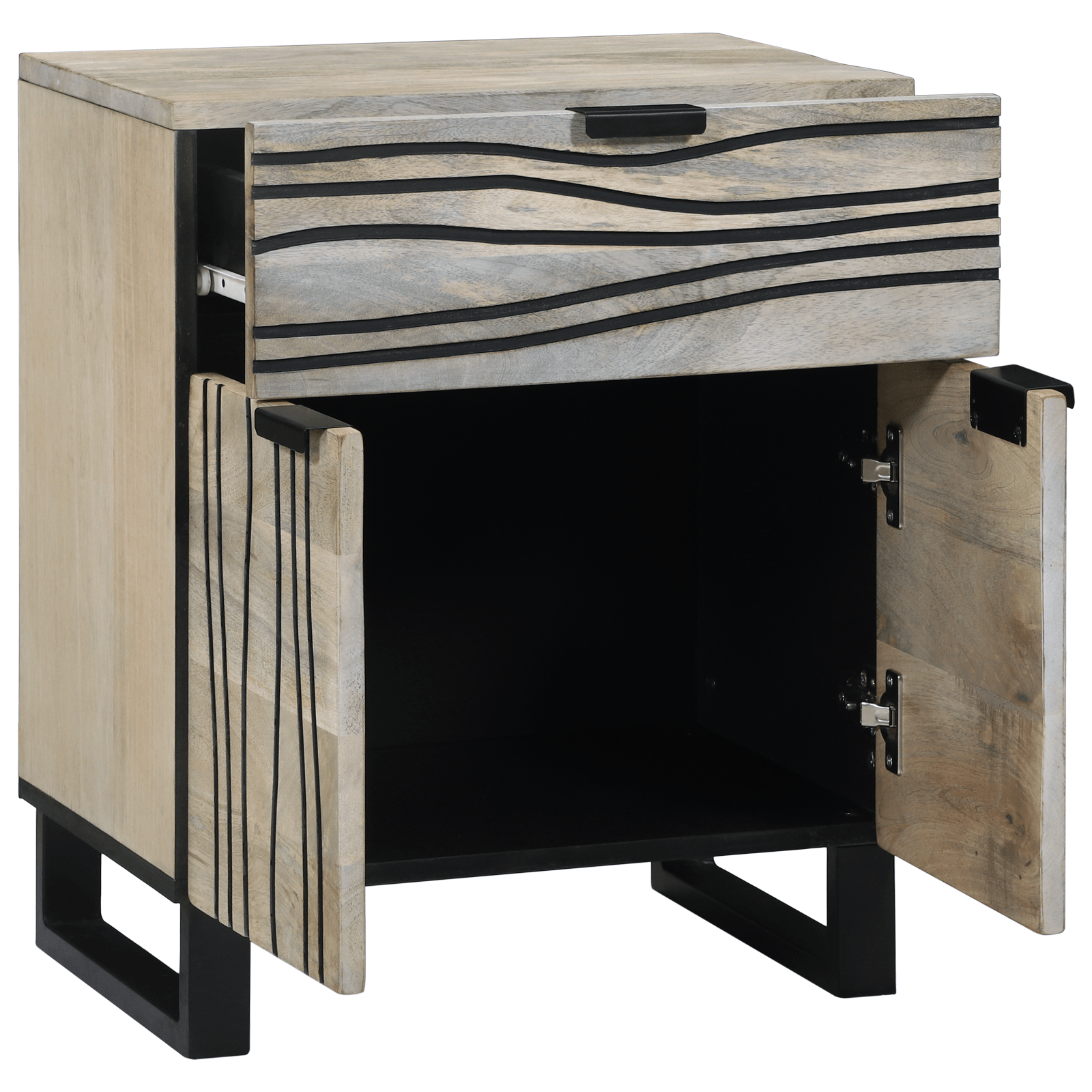 Noptiere cu sertar Alb si negru 50 x 33 x 60 cm — imaginea 2