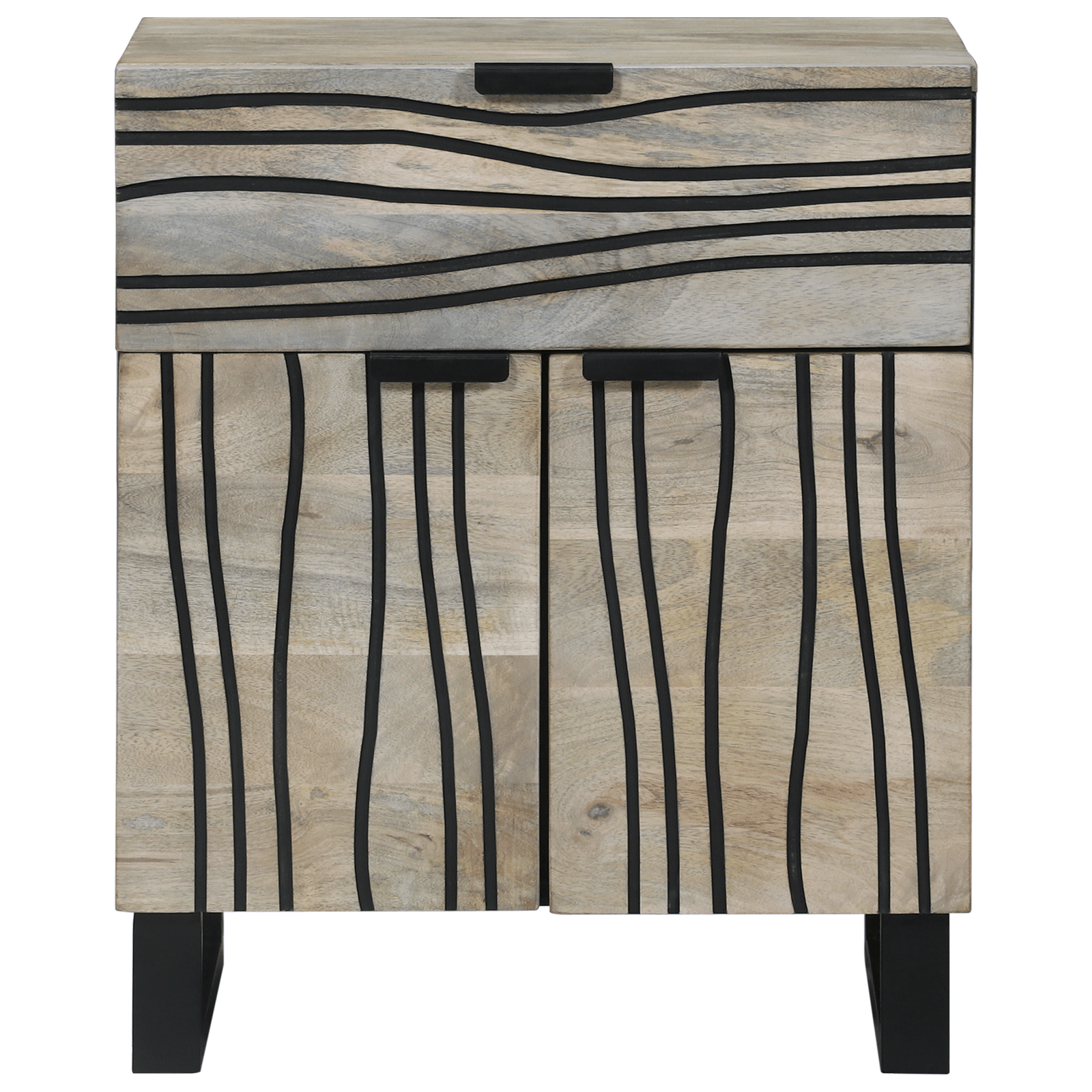Noptiere cu sertar Alb si negru 50 x 33 x 60 cm — imaginea 3