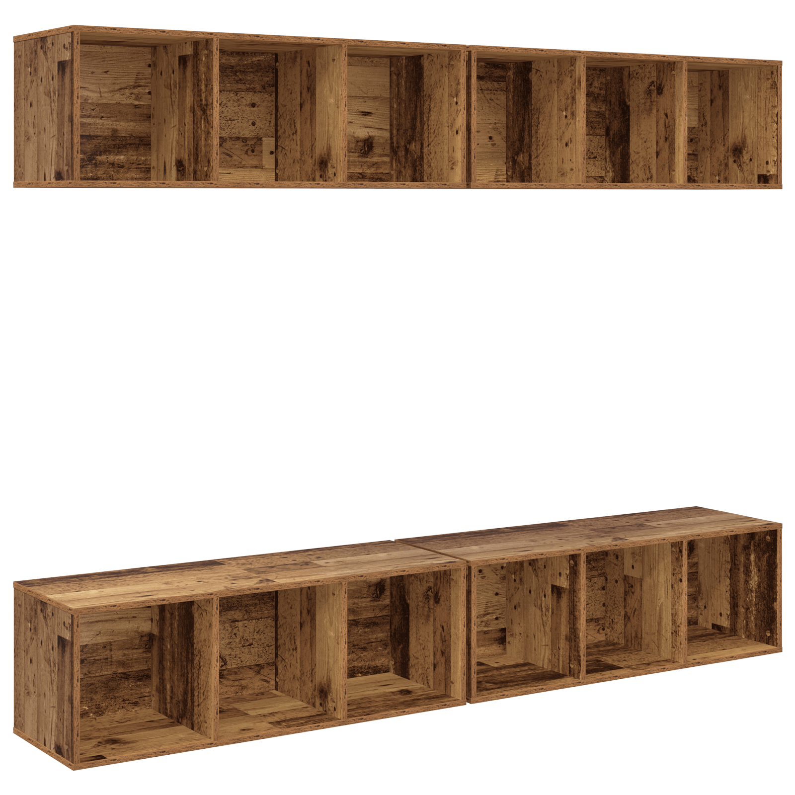 Dulap pentru TV pe Perete 4 pcs Lemn vechi 37 x 37 x 107.5 cm — imaginea 2