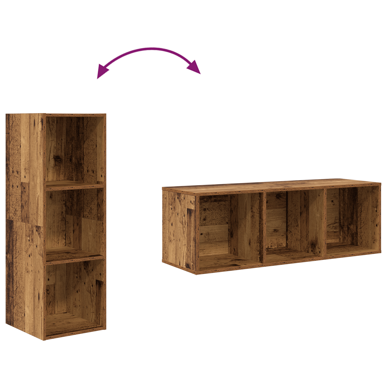 Dulap pentru TV pe Perete 4 pcs Lemn vechi 37 x 37 x 107.5 cm — imaginea 8