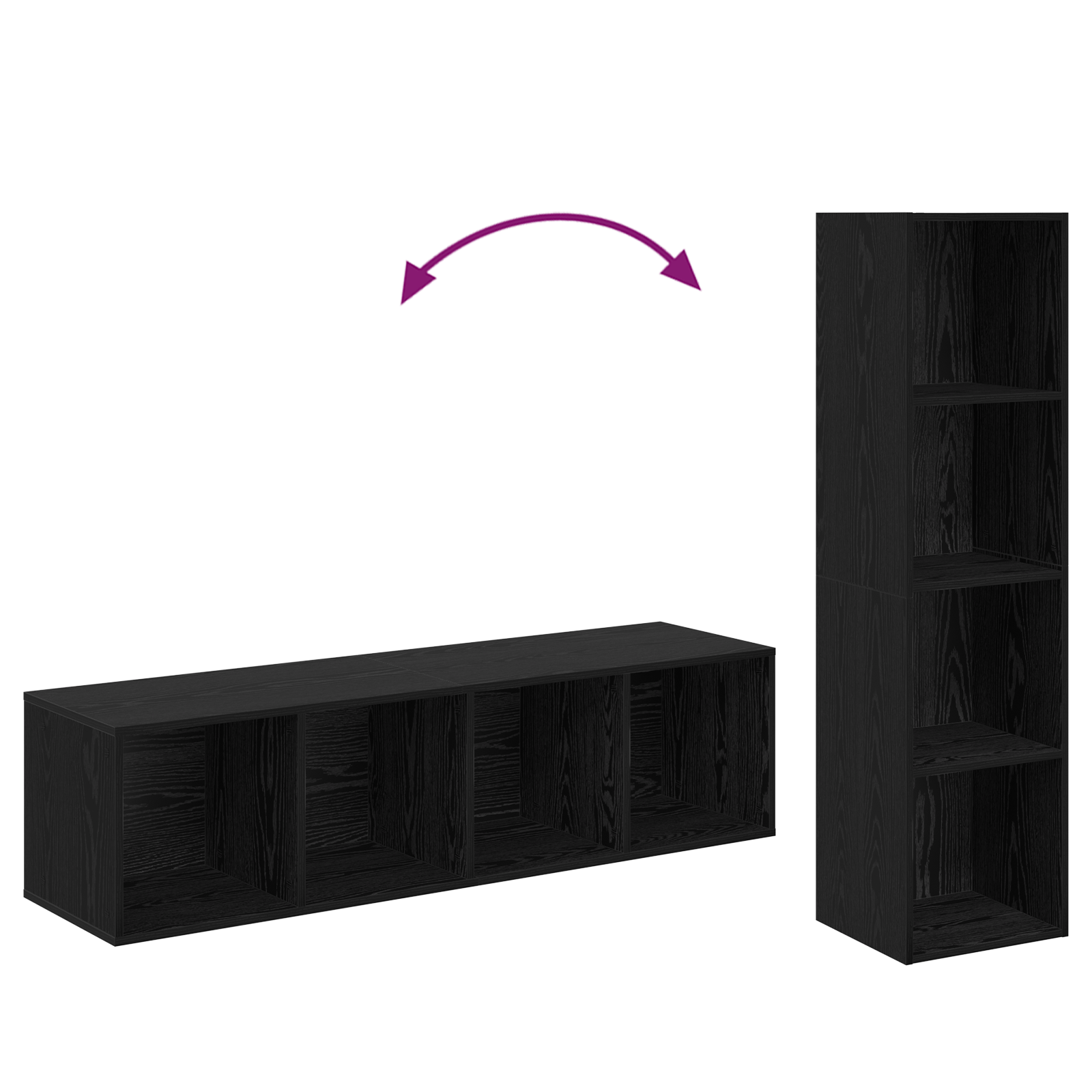 Set comoda TV 2 pcs Stejar negru 37 x 37 x 142.5 cm — imaginea 8