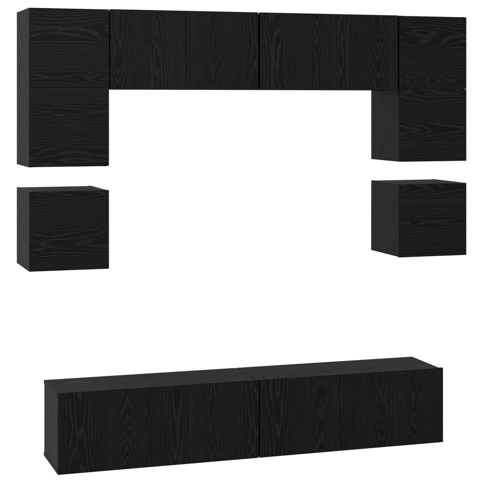 Set comoda TV 8 pcs Stejar negru 80 x 30 x 30 cm Lemn compozit — imaginea 2