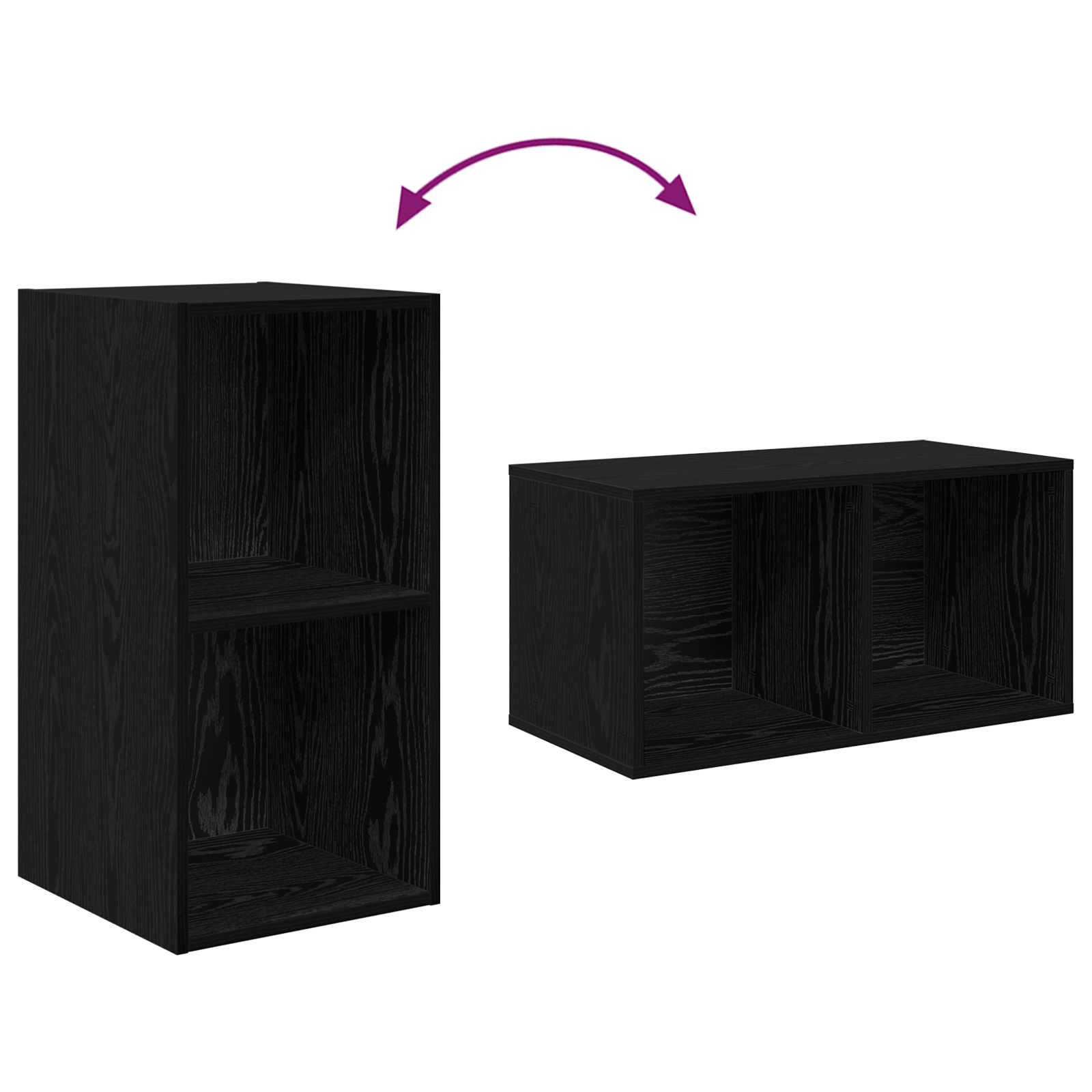 Dulap pentru TV pe Perete 2 pcs Stejar negru 37 x 37 x 72 cm — imaginea 8