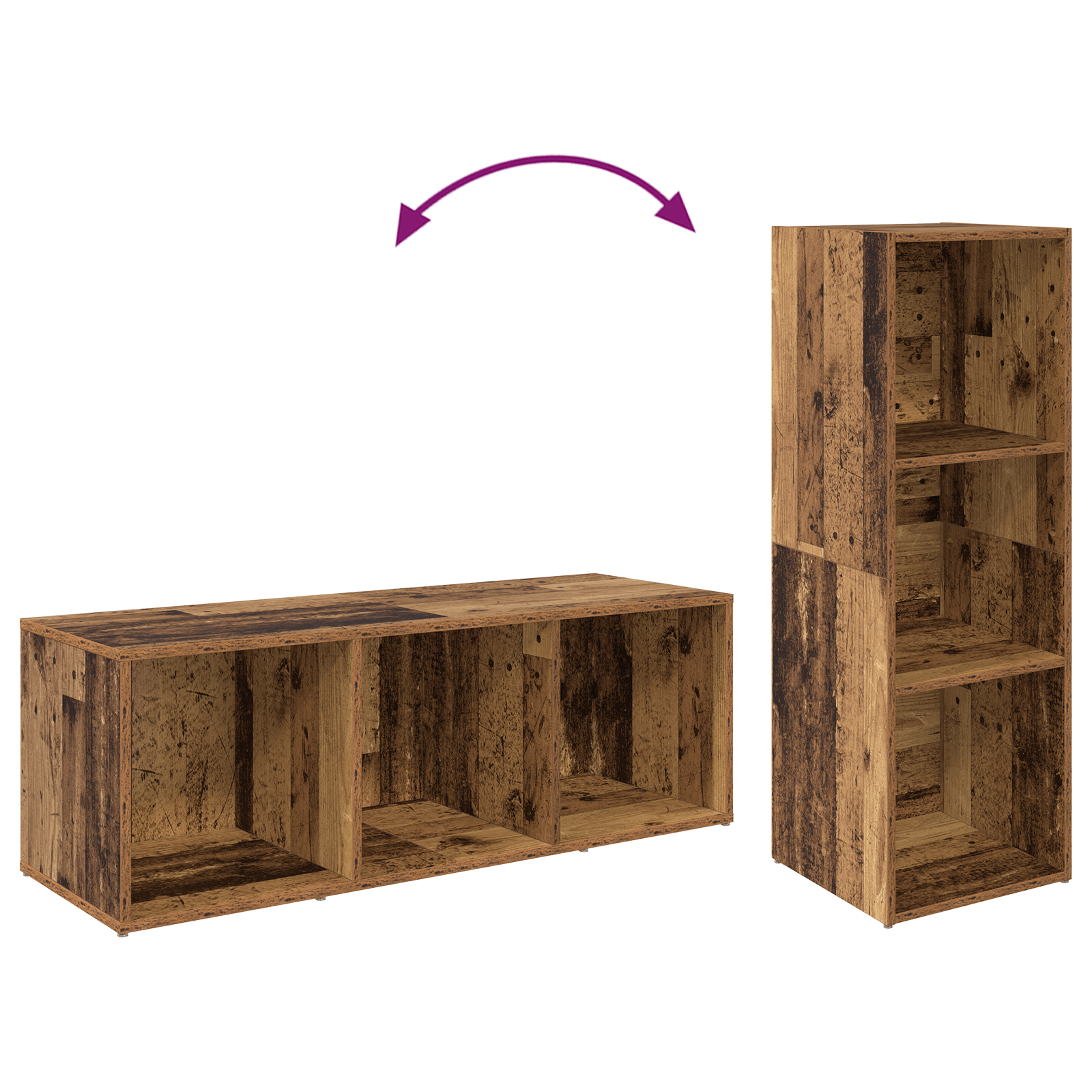 Set comoda TV 2 pcs Lemn vechi 107 x 35 x 37 cm Lemn compozit — imaginea 8